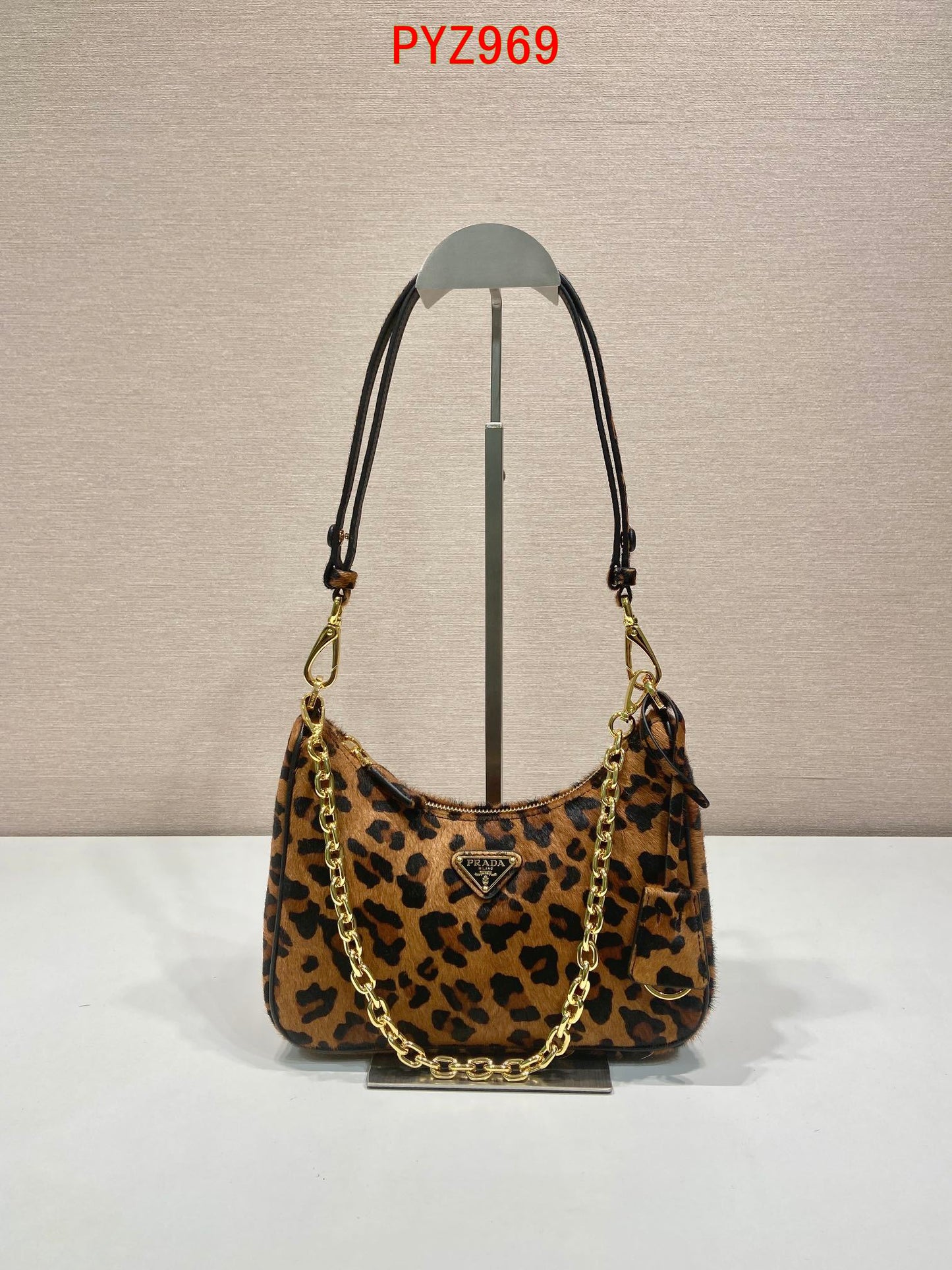 Prada Hobo with chain leopard pattern