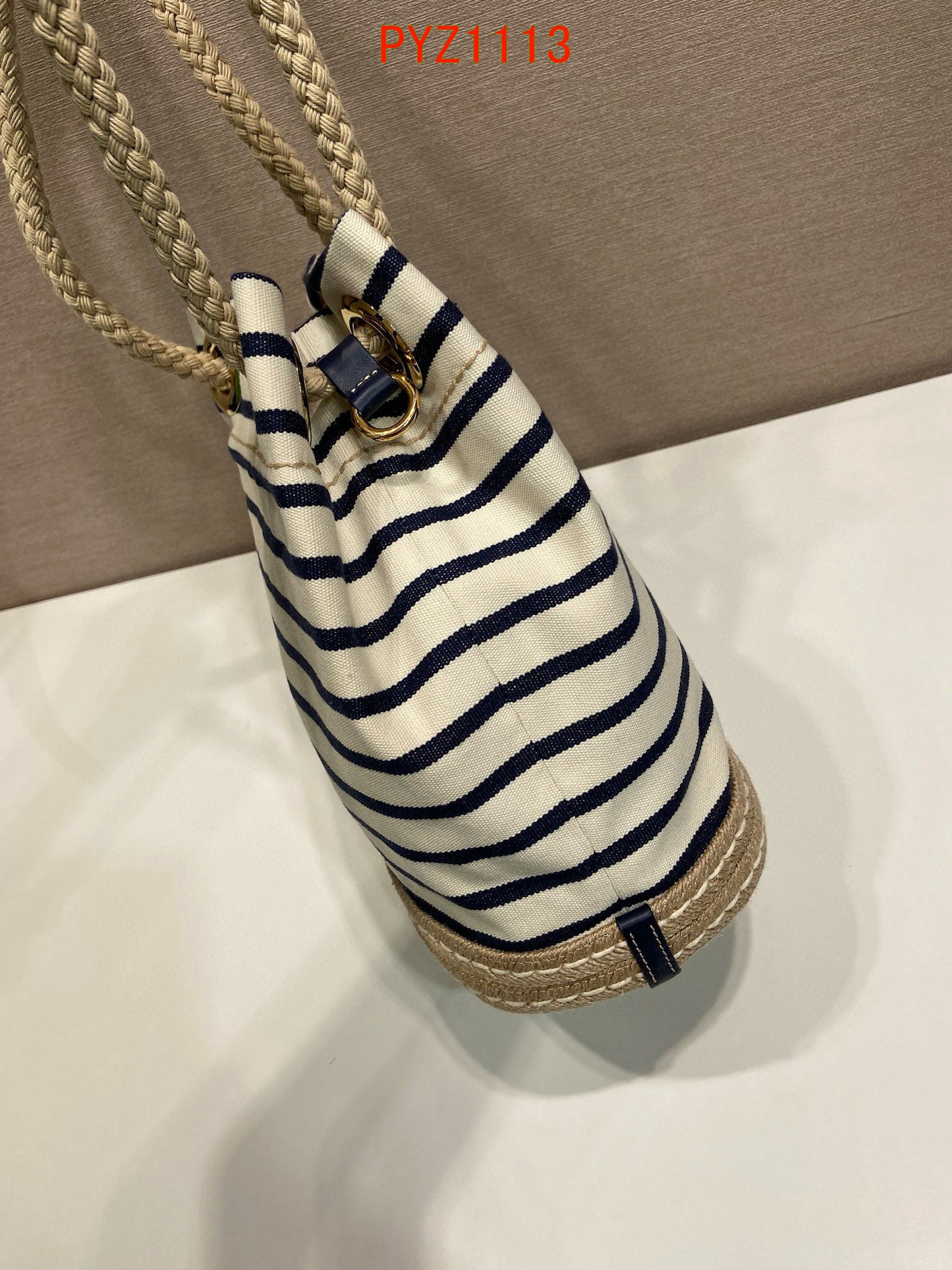 Prada Mariner small striped fabric bucket bag