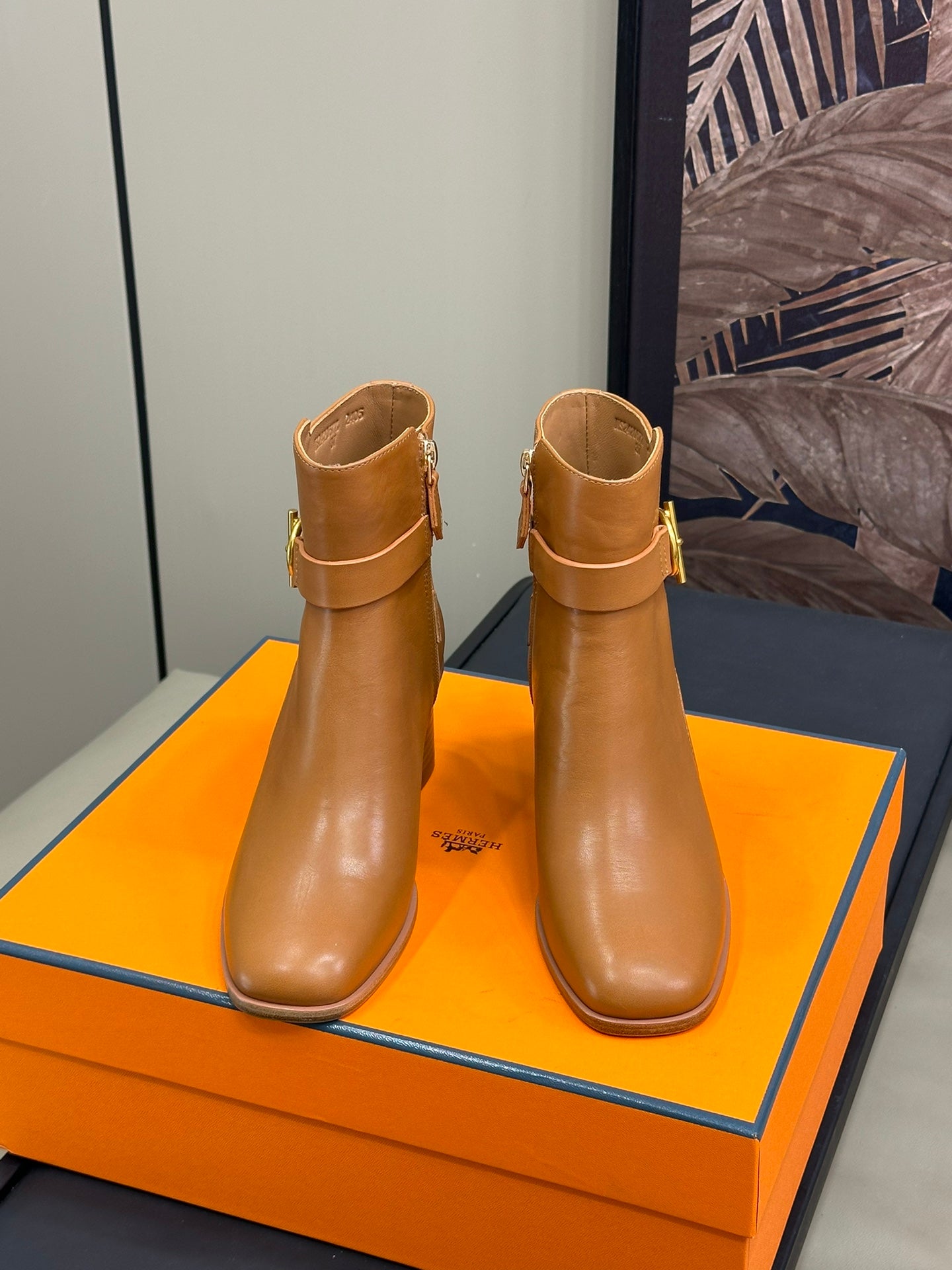 Hermes Heel Ankle Boots leather