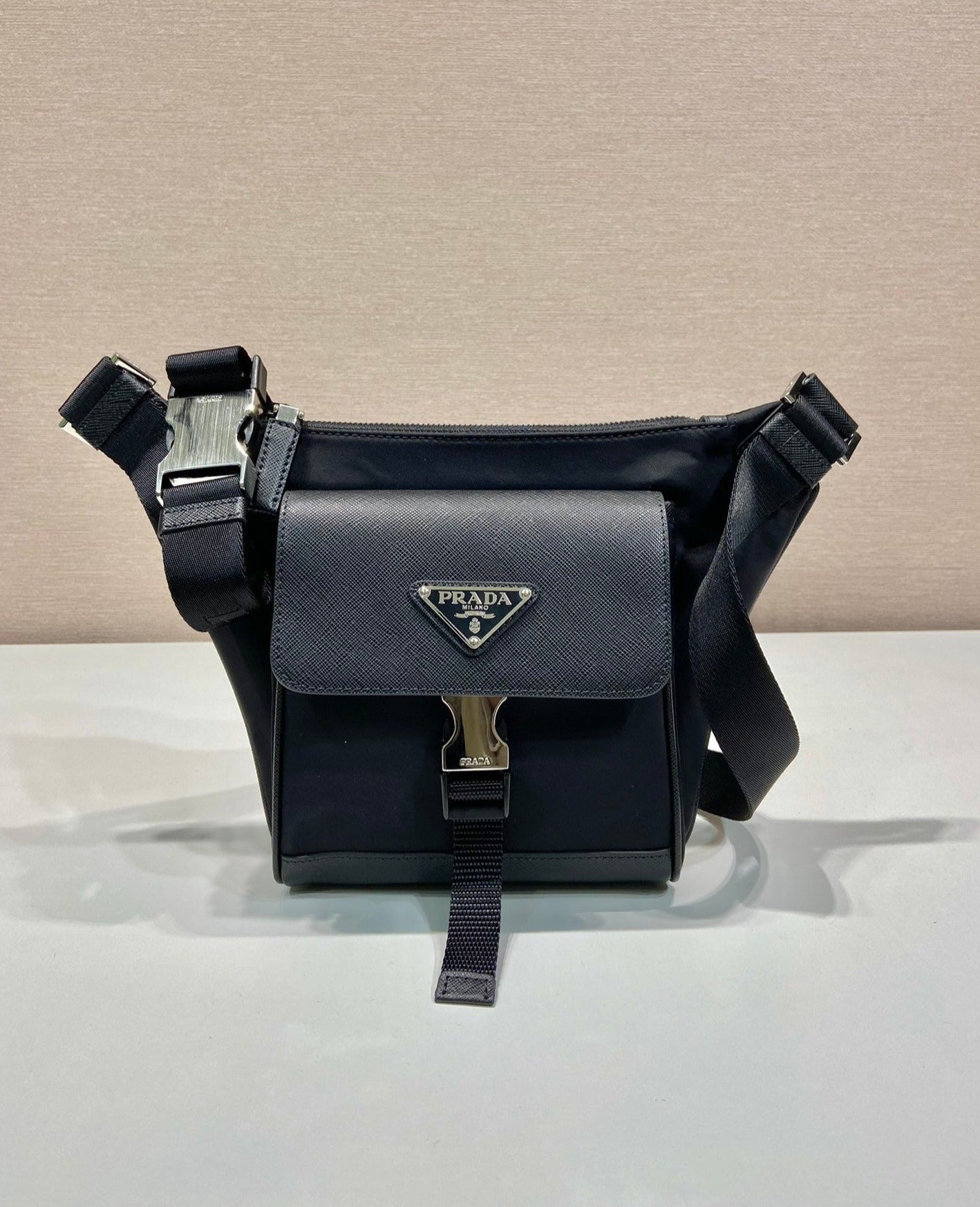 Prada Re-Nylon and Saffiano leather shoulder bag