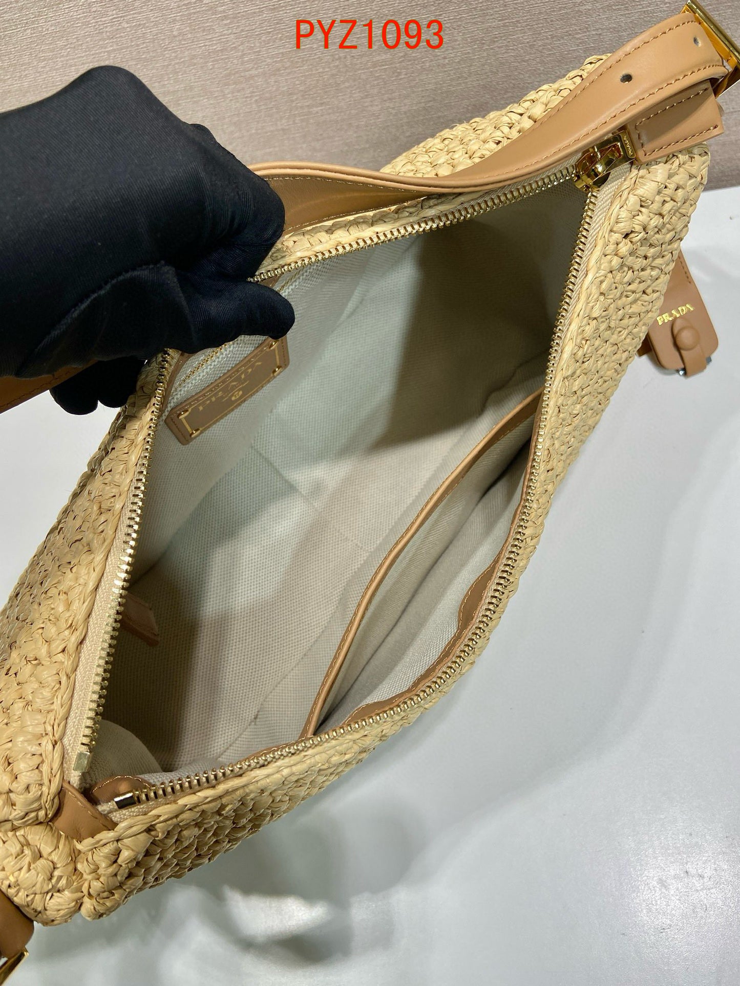 Prada Aimée large crochet and leather bag