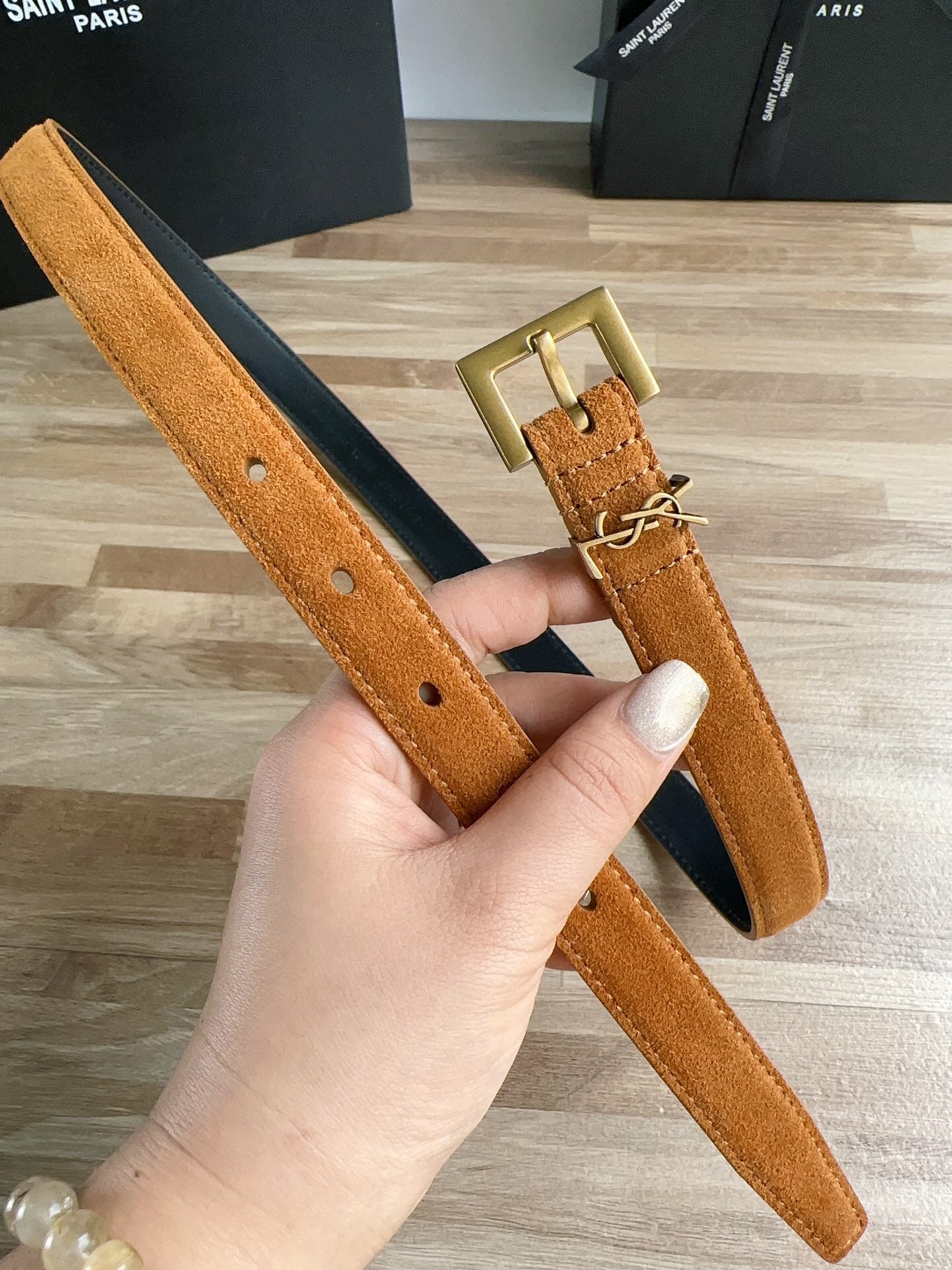 YSL Suede belt