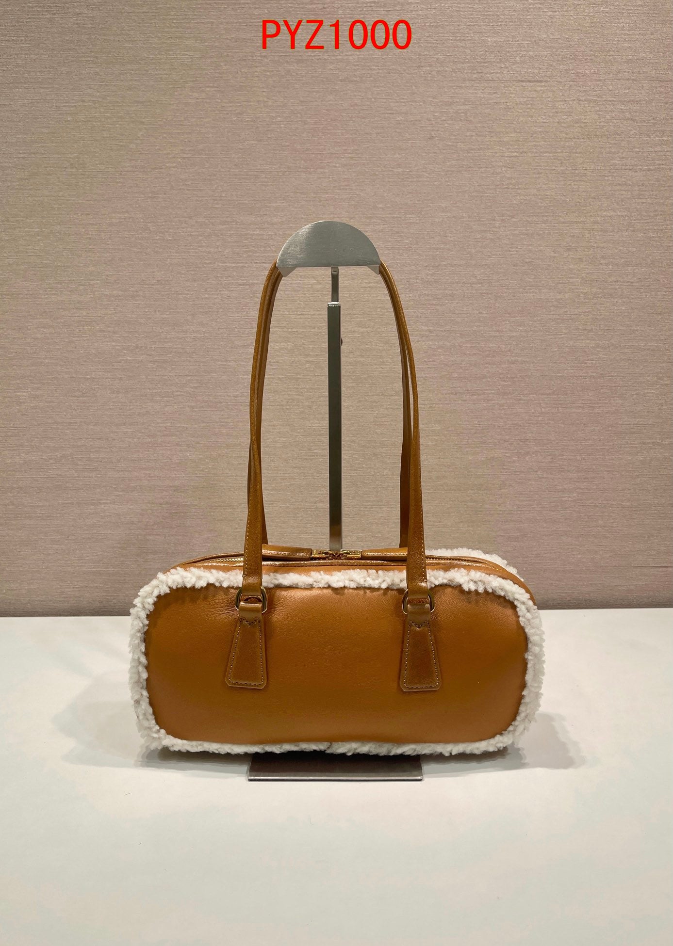 Prada Medium shearling leather tote bag
