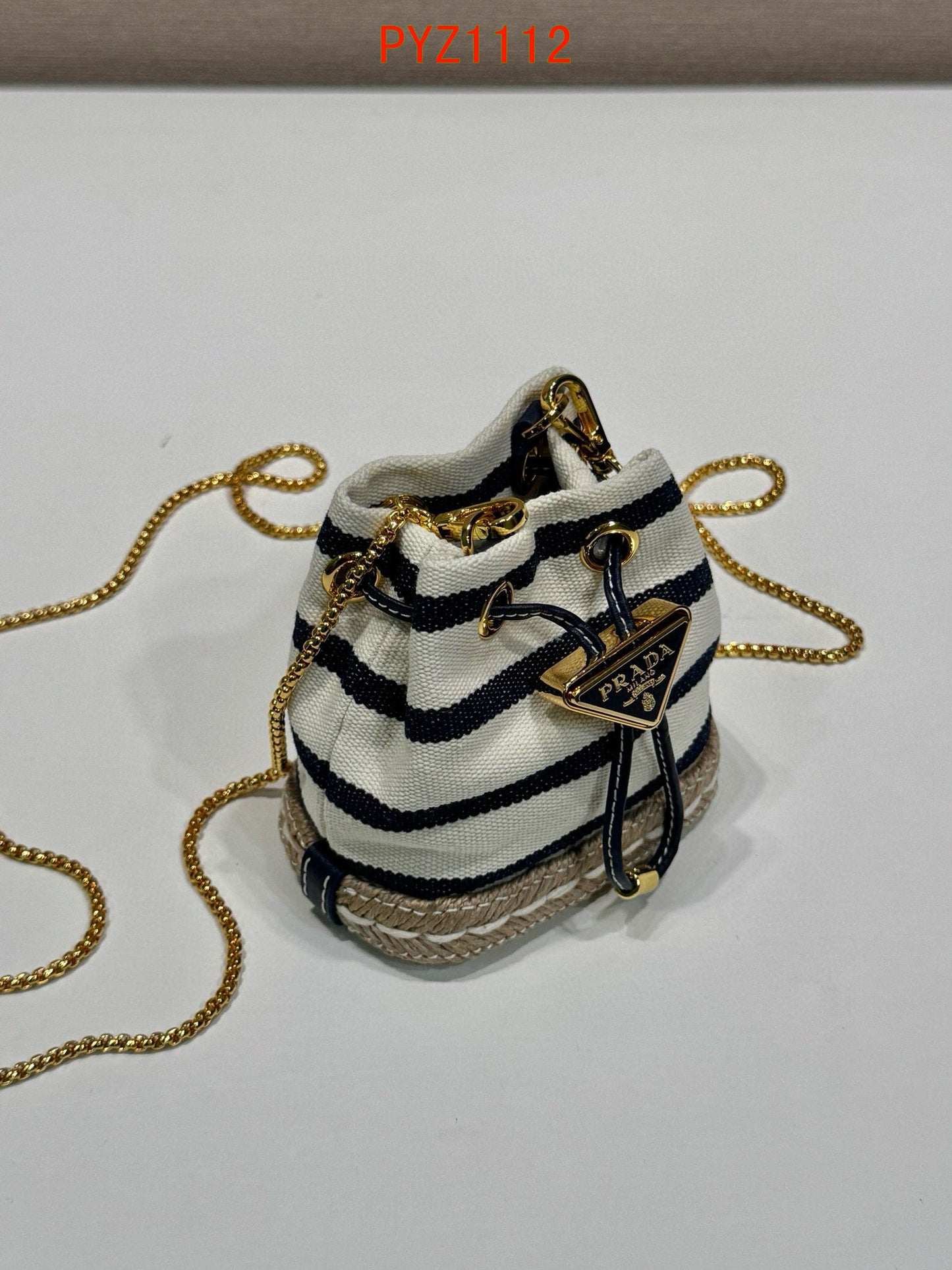 Prada Striped fabric mini-pouch