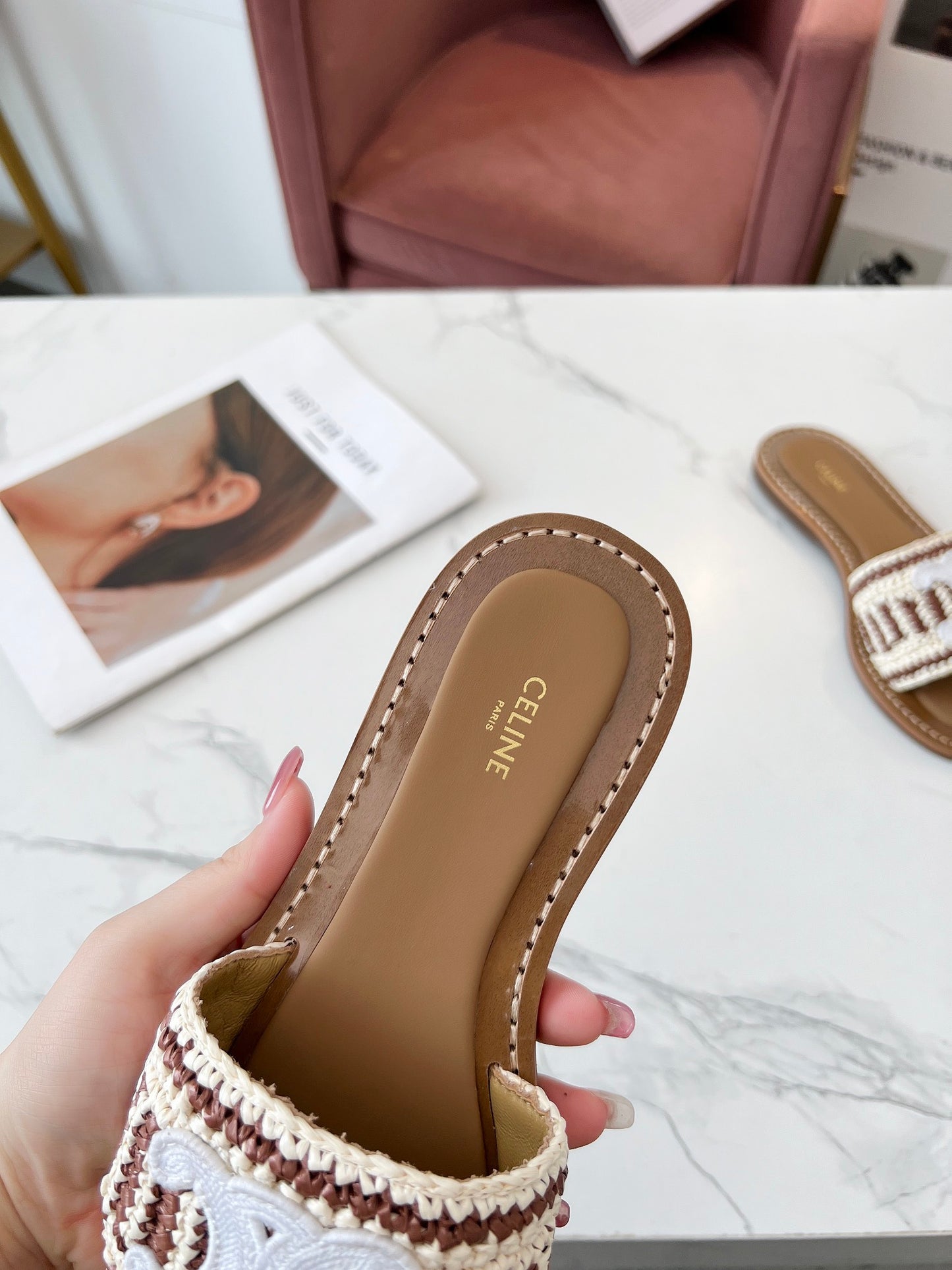 Celine Straw Slides