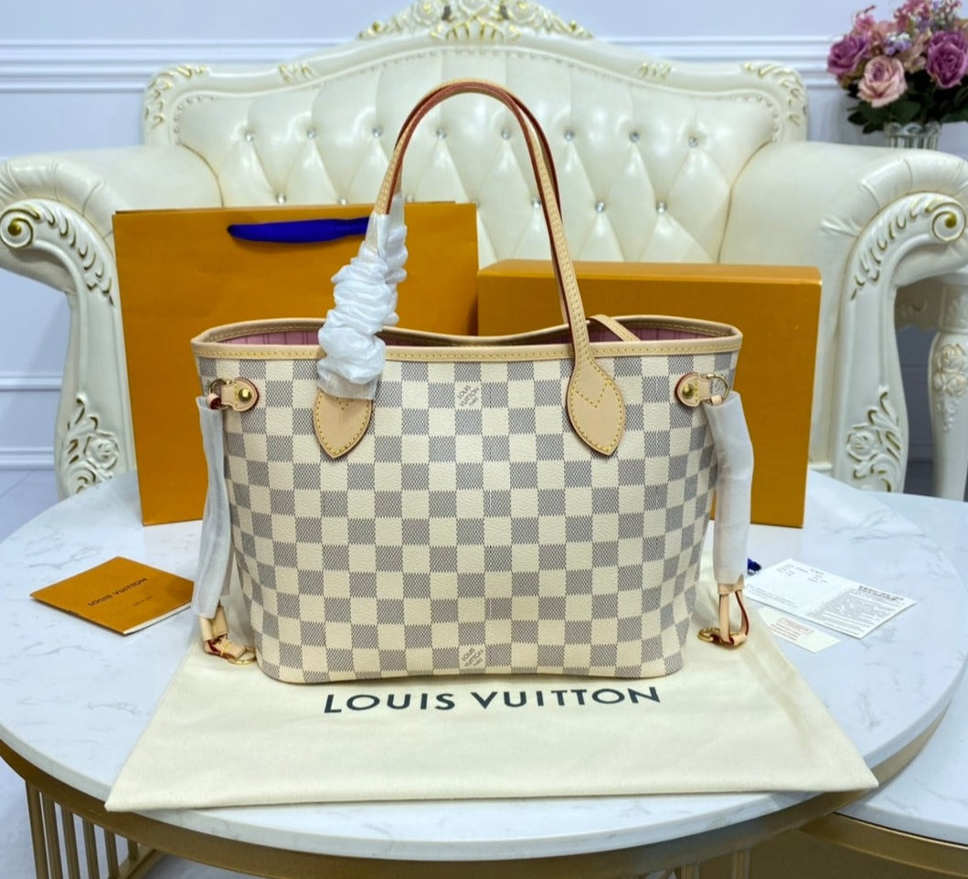 Louis Vuitton Neverfull Monogram,Ebene,Azur leather