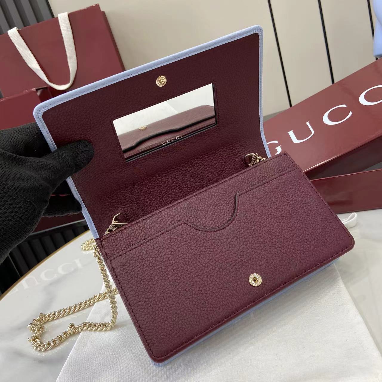 Gucci GG Marmont bi-color mini chain bag