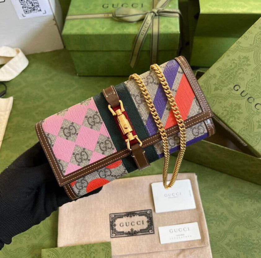Gucci Jackie 1961 Chain Wallet With Geometric Print