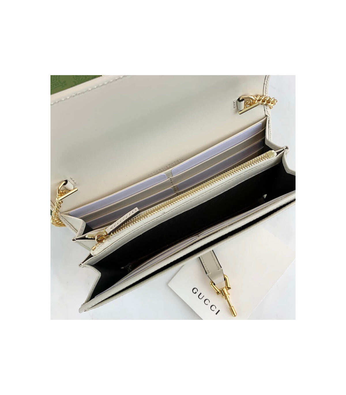Gucci Jackie 1961 White Calfskin Chain Wallet