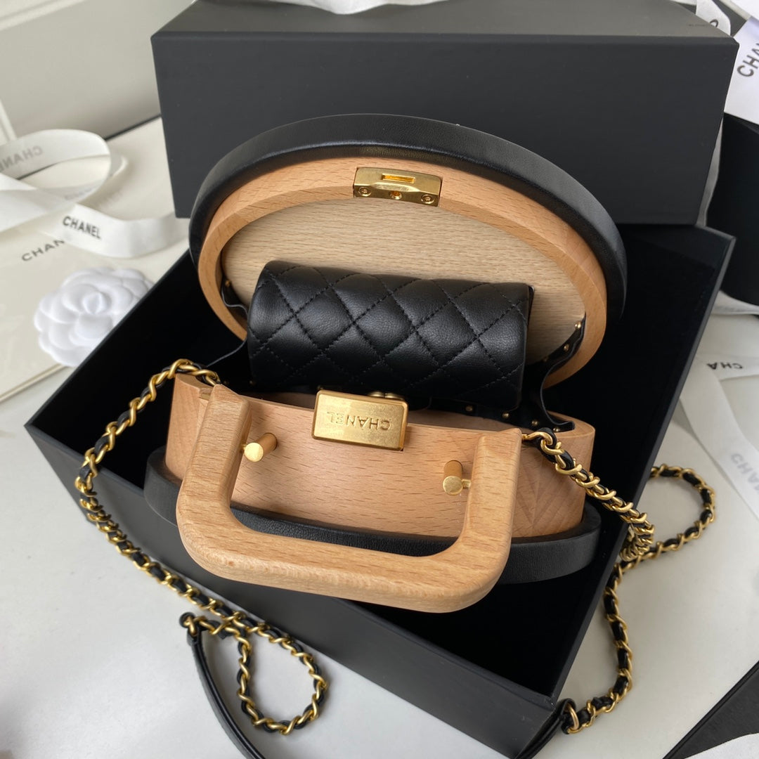 Chanel Vanity Case Round Wood