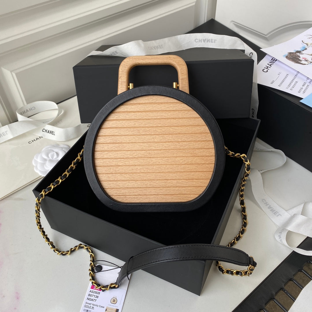 Chanel Vanity Case Round Wood