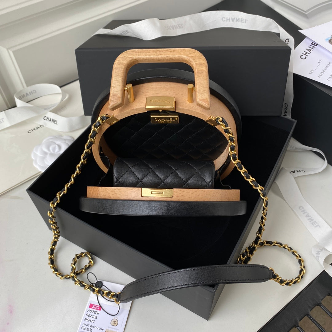 Chanel Vanity Case Round Wood