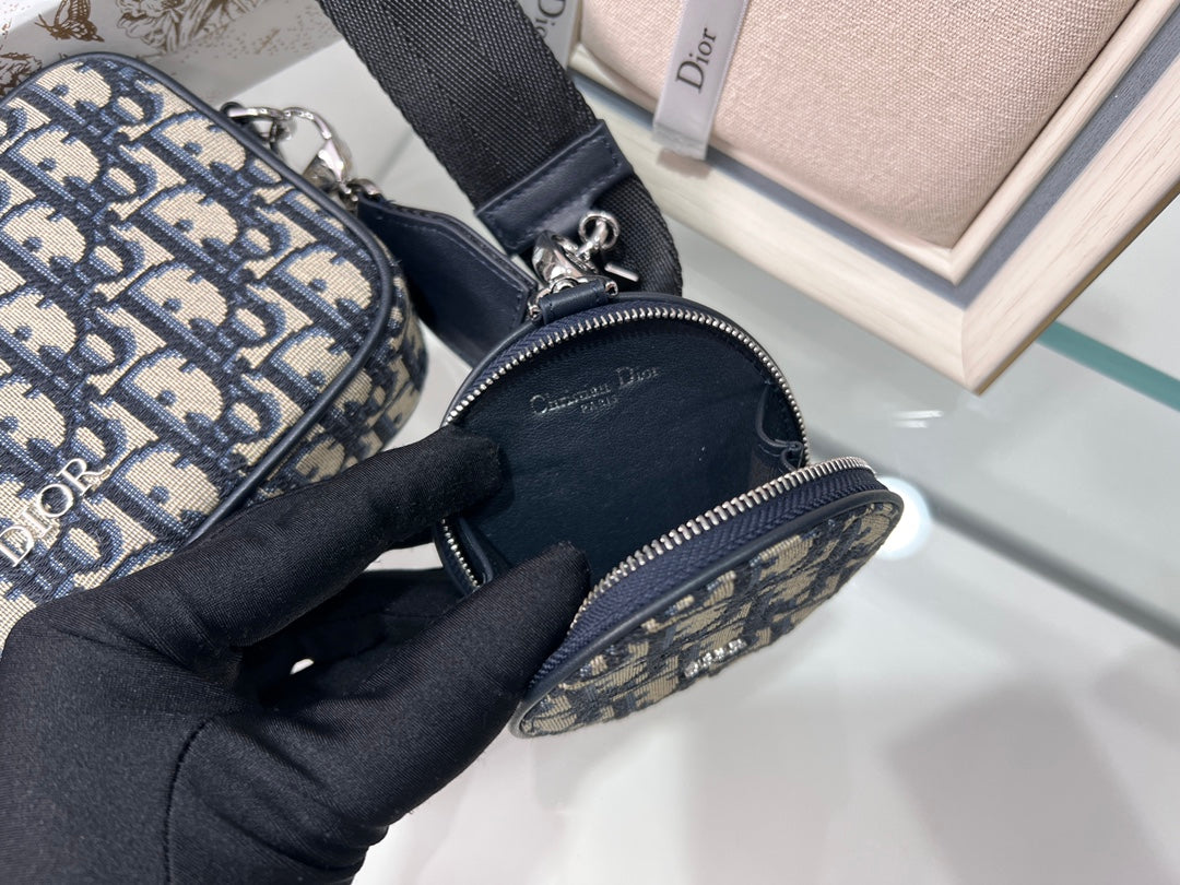 Dior Oblique Pouch Navy Blue