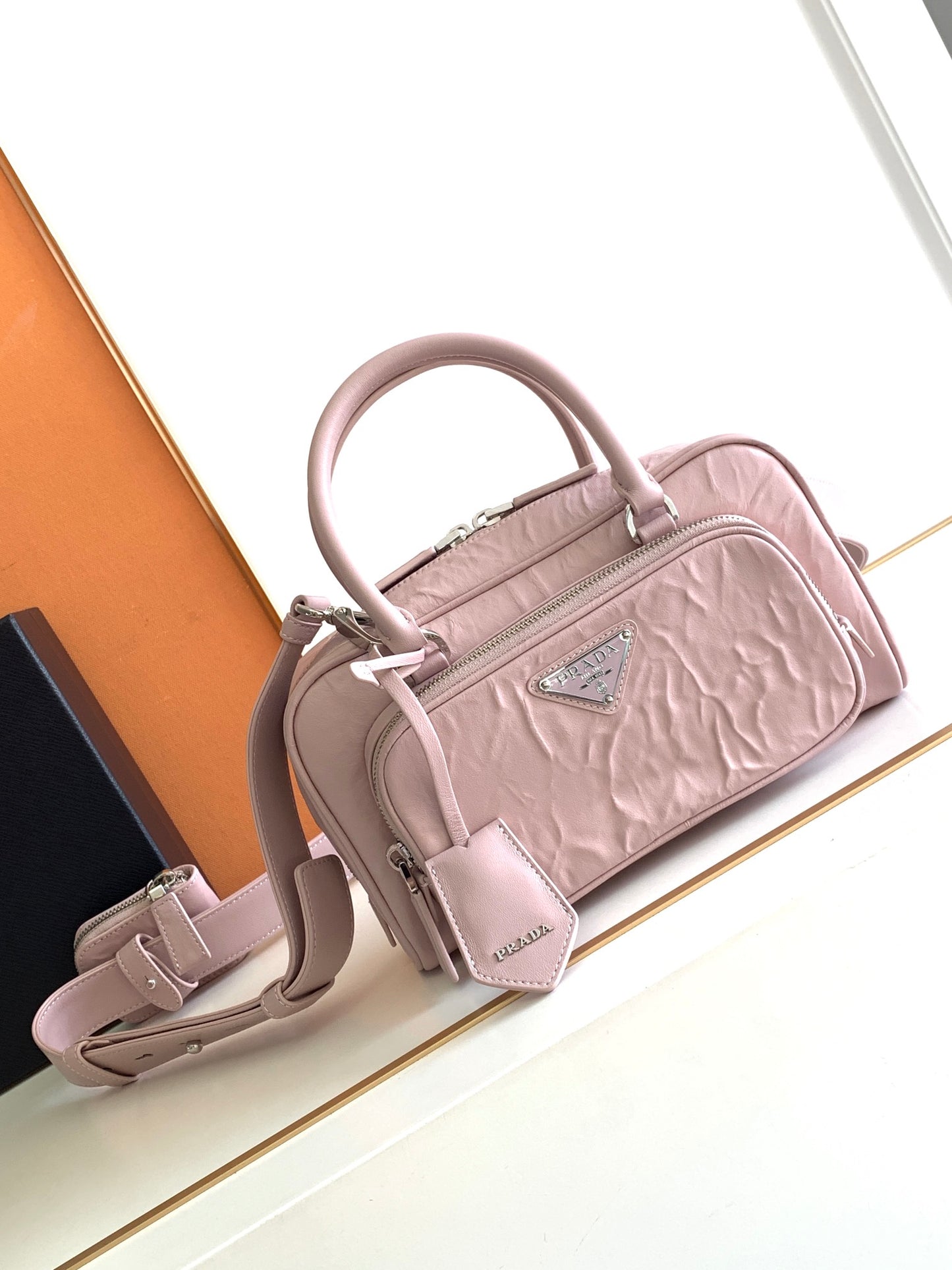 Prada Antique nappa leather multi-pocket top-handle bag