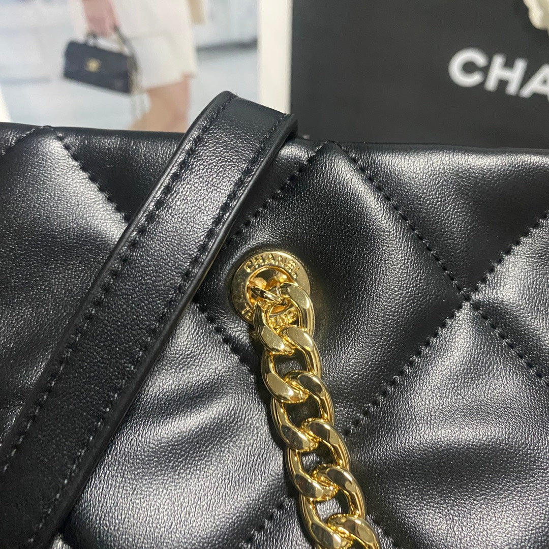 Chanel Leather Chain Shopping Tote Bag