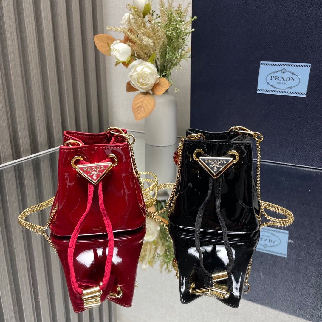 Prada Shiny leather mini bucket