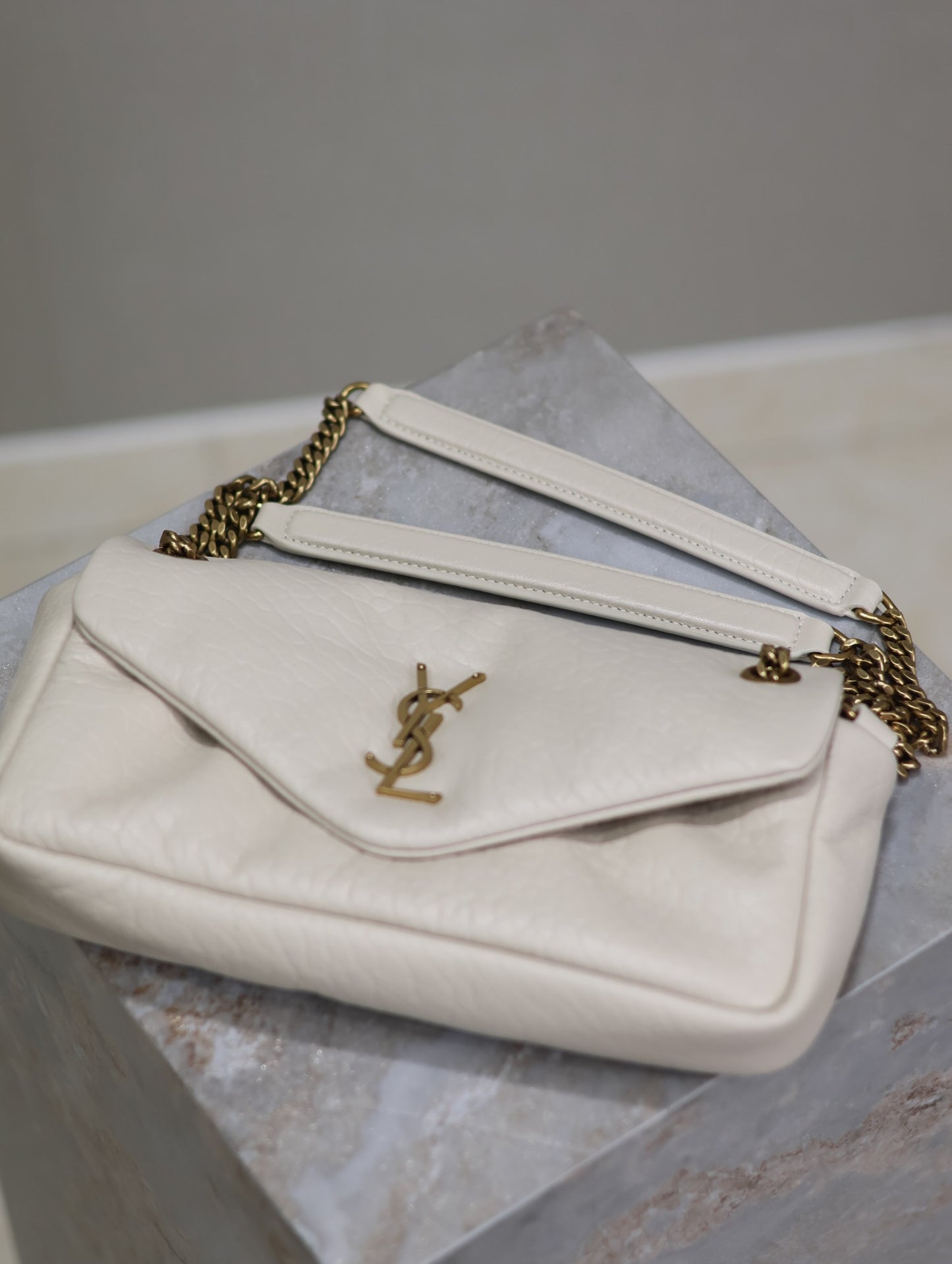 YSL Calypso Grained Lambskin leather bag