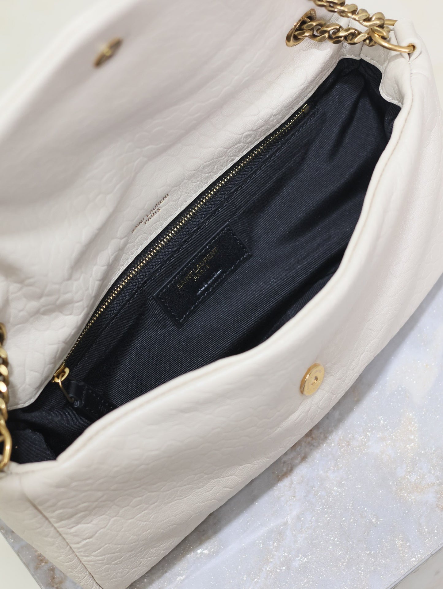 YSL Calypso Grained Lambskin leather bag