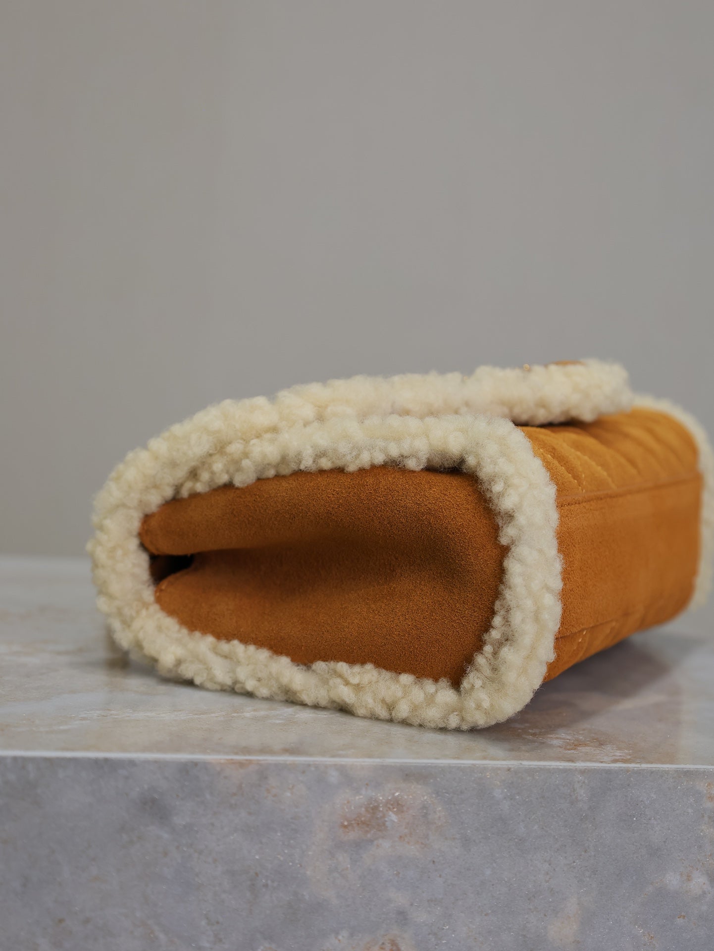 YSL Small Monogram Shearling suede bag