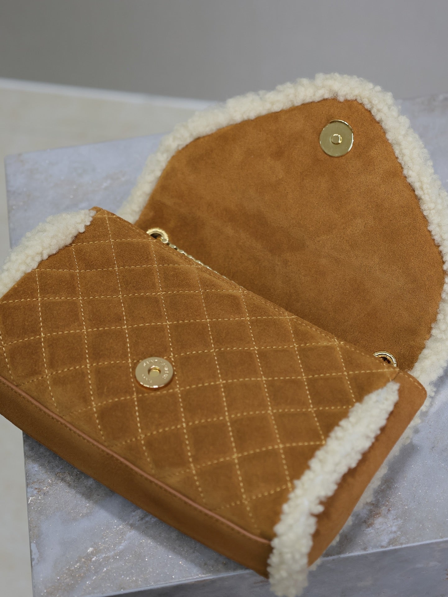 YSL Small Monogram Shearling suede bag
