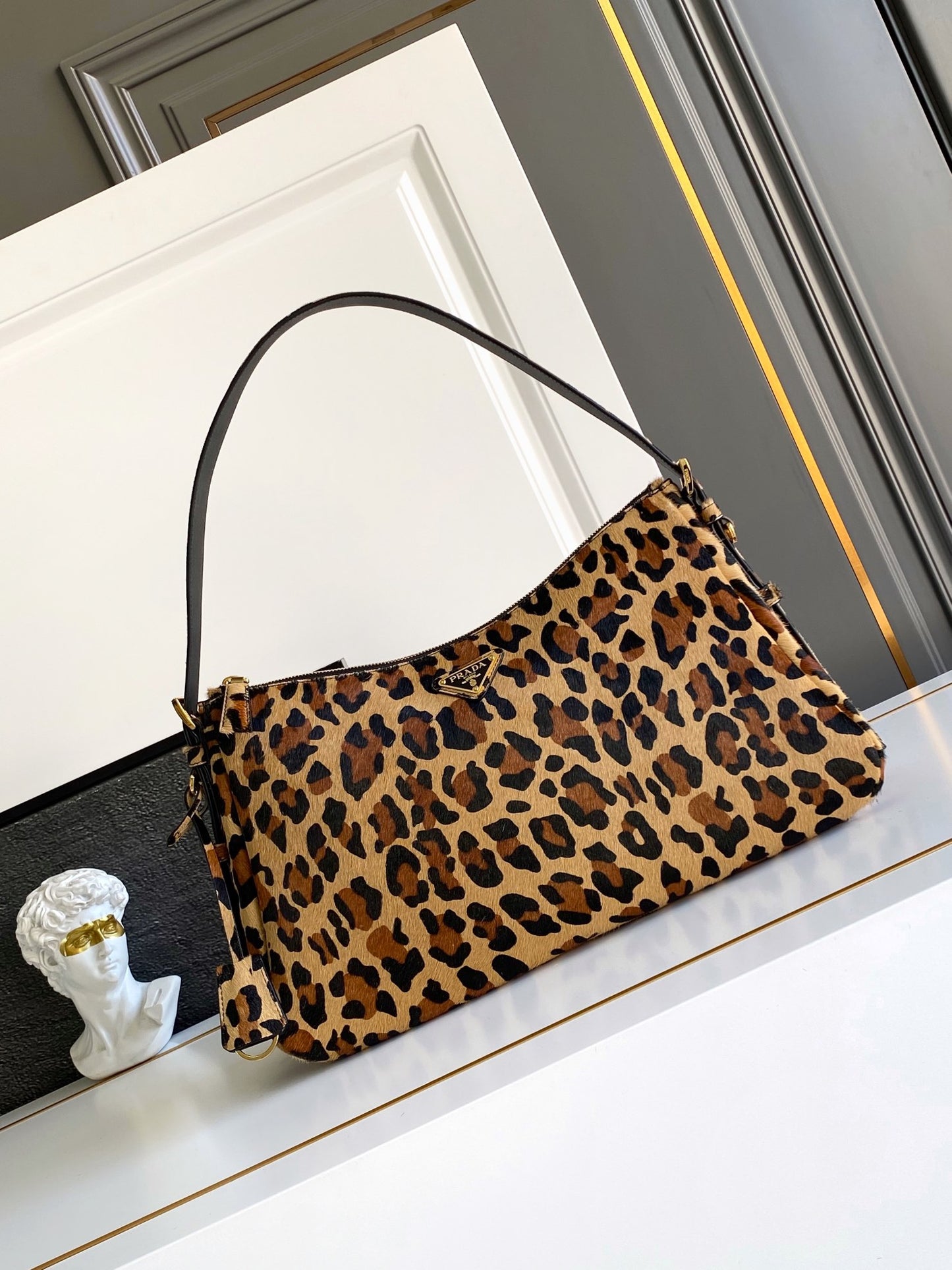 Prada Aimee Large leopard pattern bag