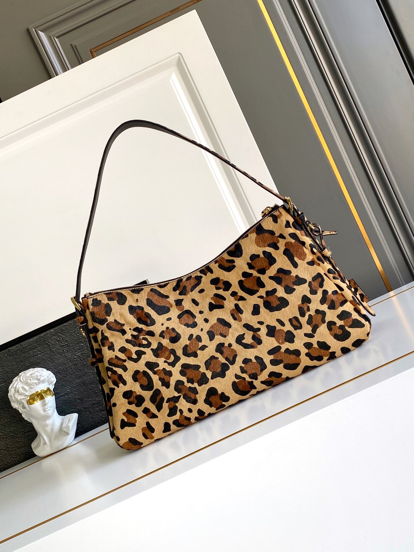 Prada Aimee Large leopard pattern bag