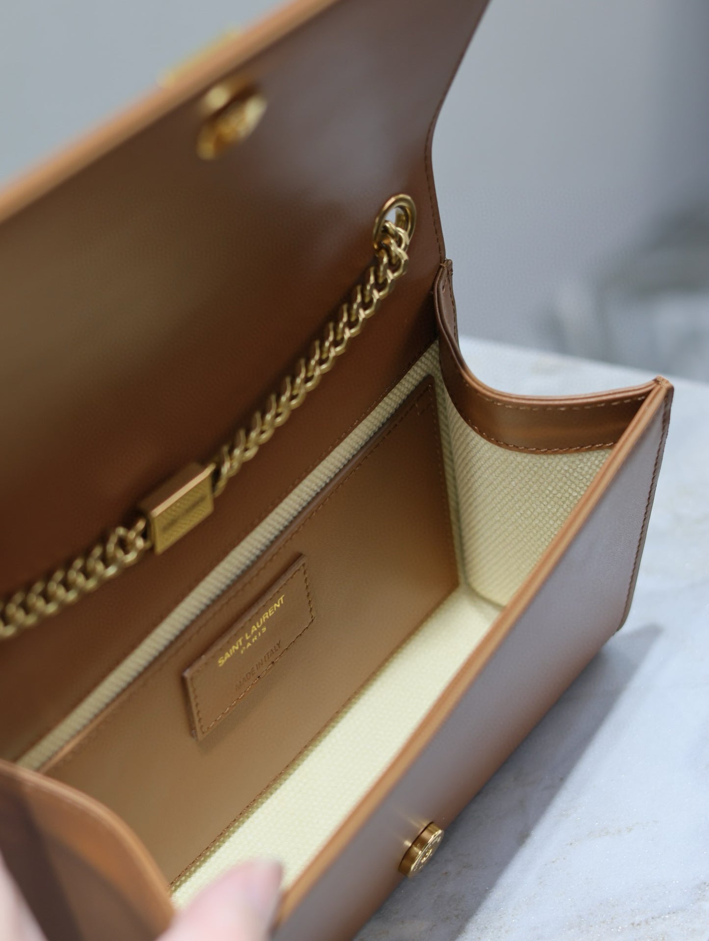 YSL Kate 20 Straw/leather bag
