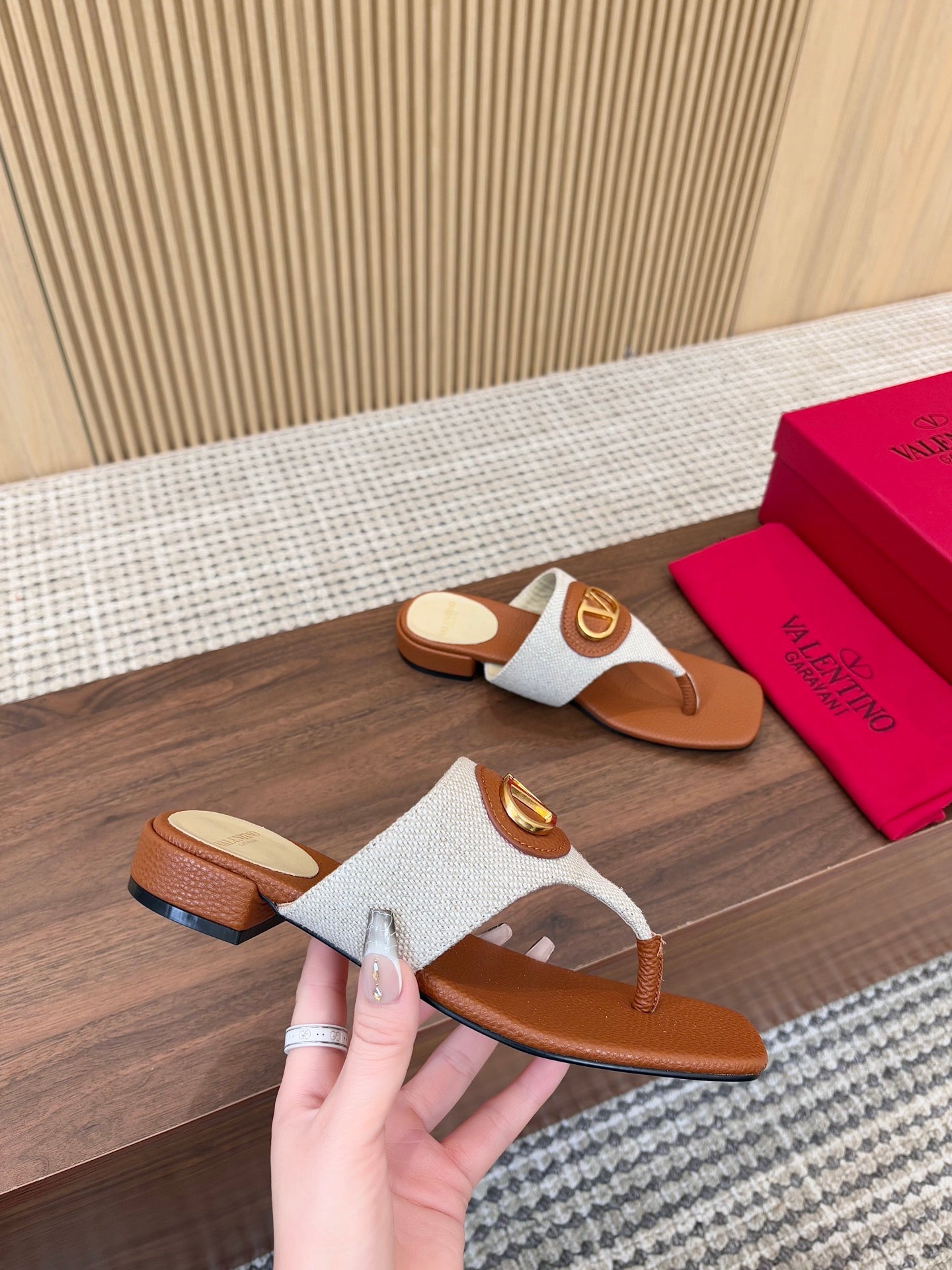 Valentino Straw Slides