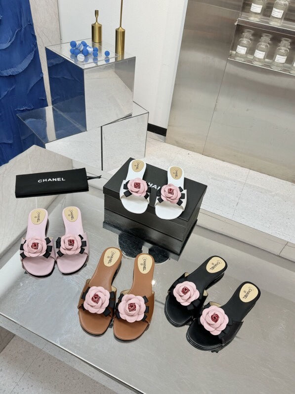 Chanel Camellia Slides