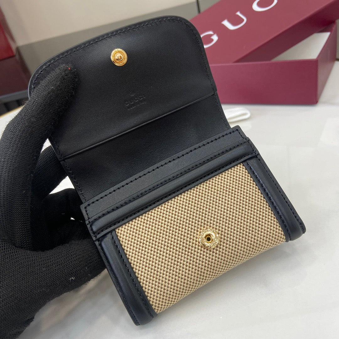 Gucci Blondie card case straw/leather
