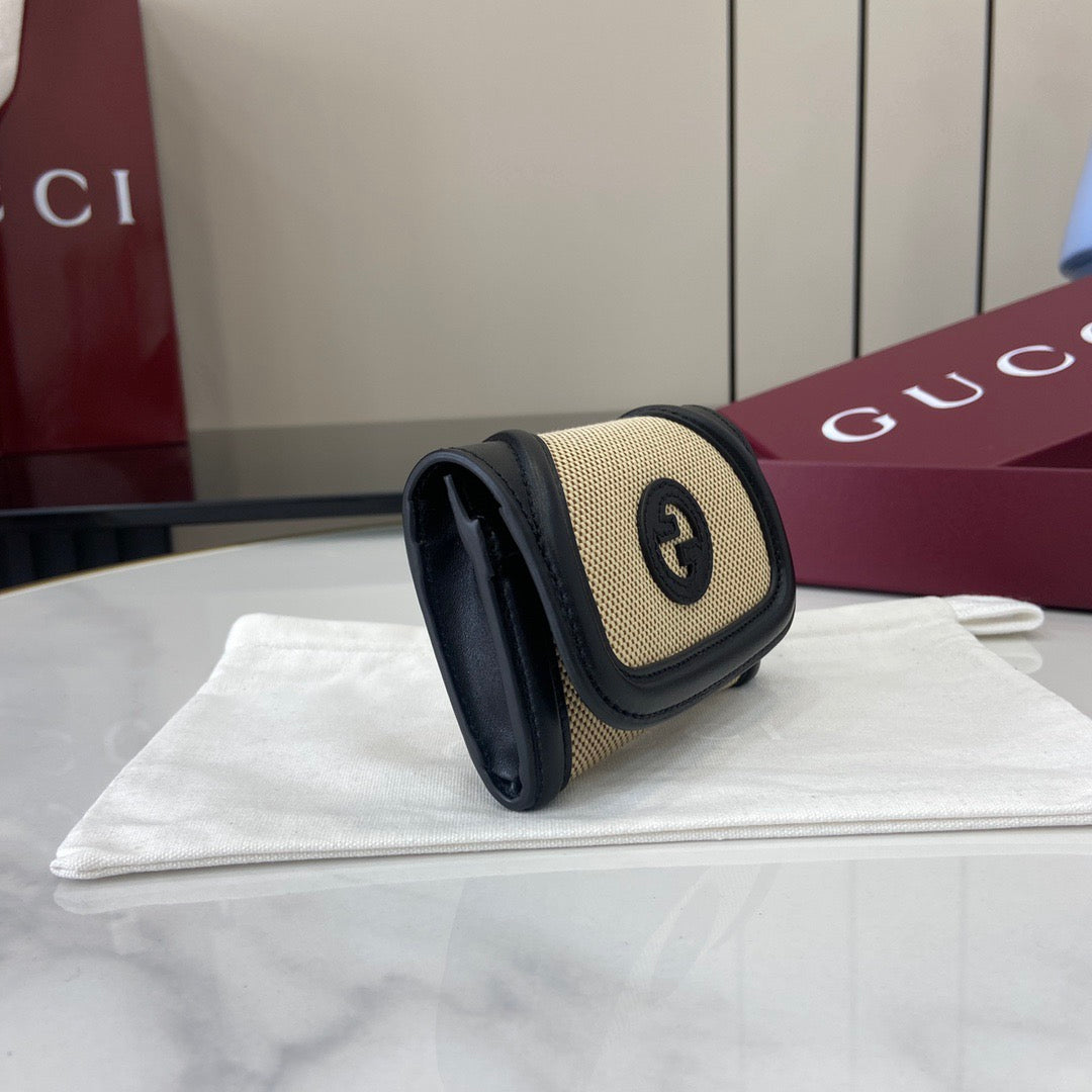 Gucci Blondie card case straw/leather