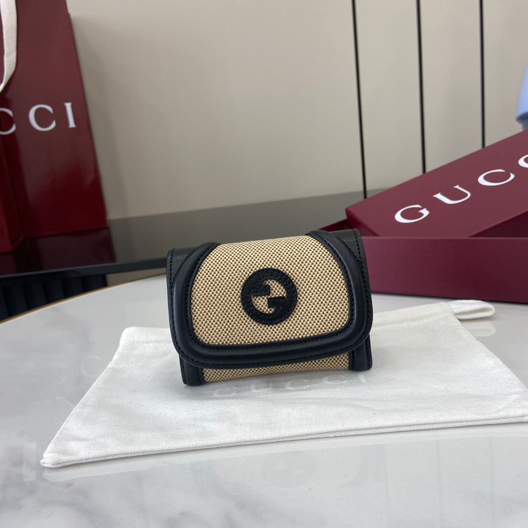 Gucci Blondie card case straw/leather