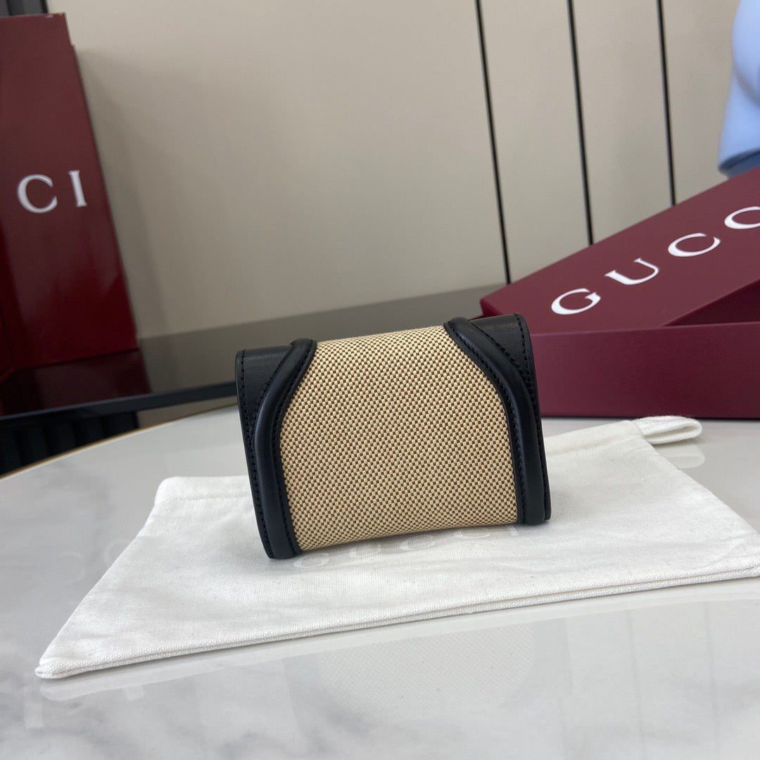 Gucci Blondie card case straw/leather