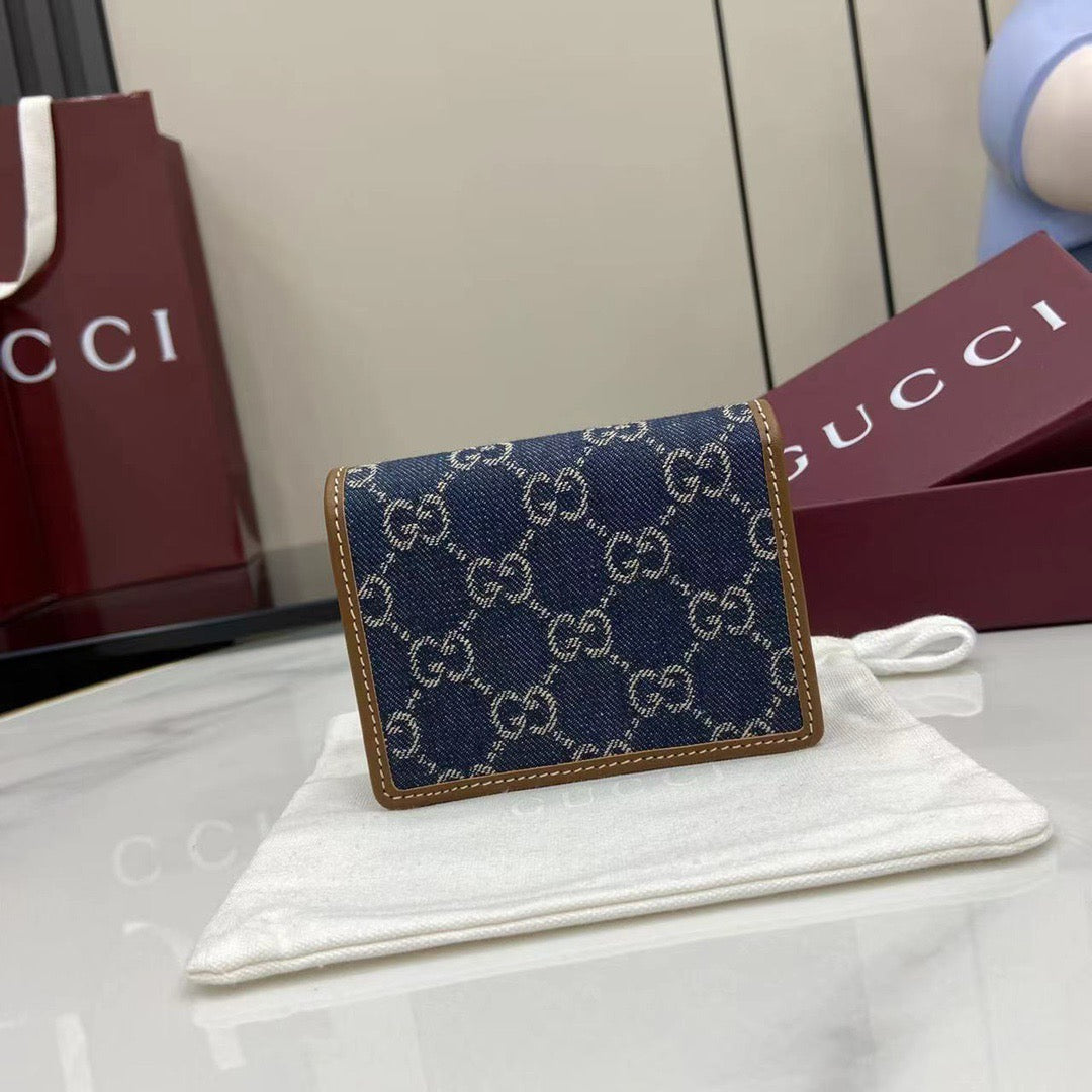 Gucci GG Emblem mini wallet denim