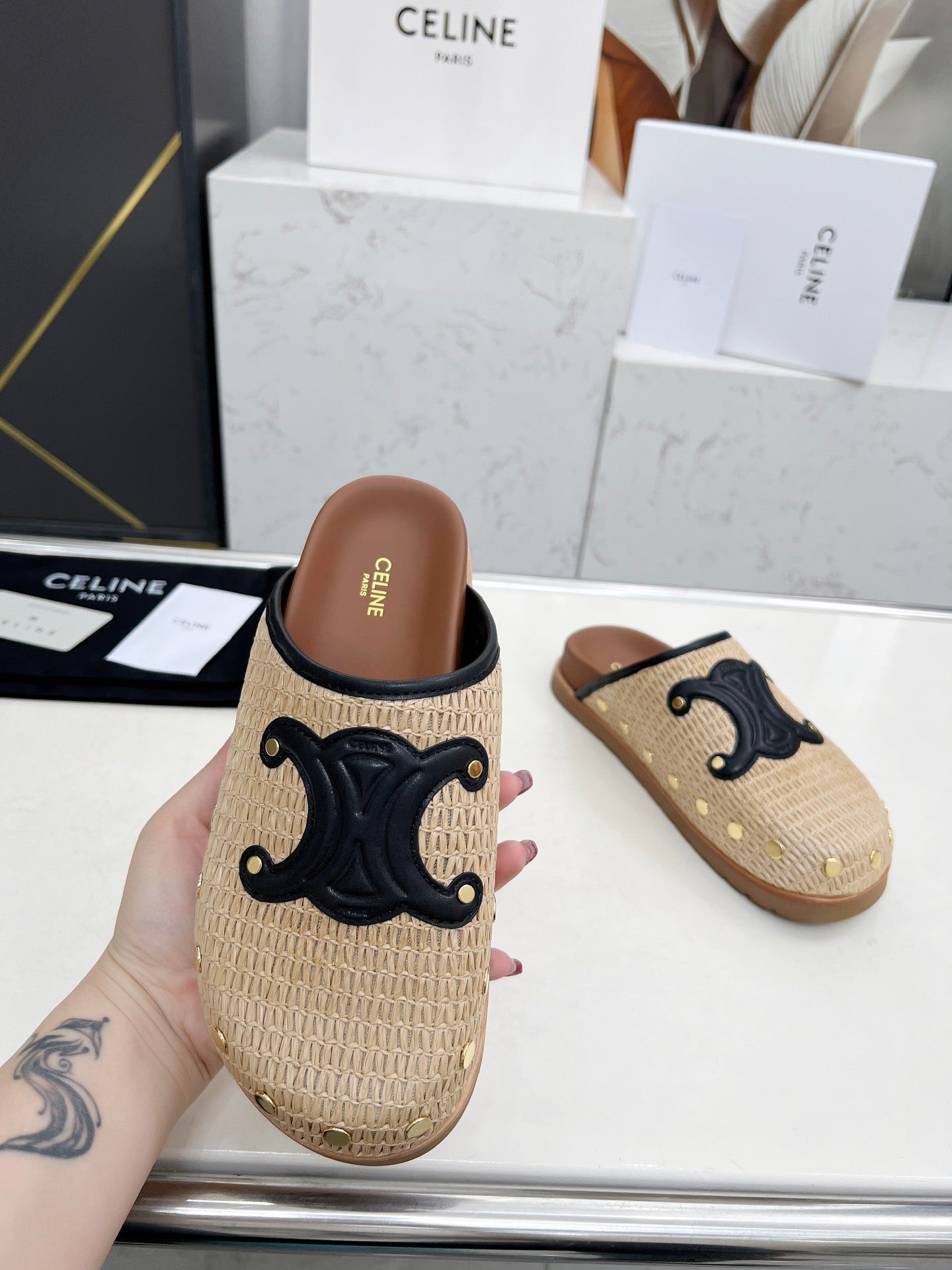 Celine Raffia Clog