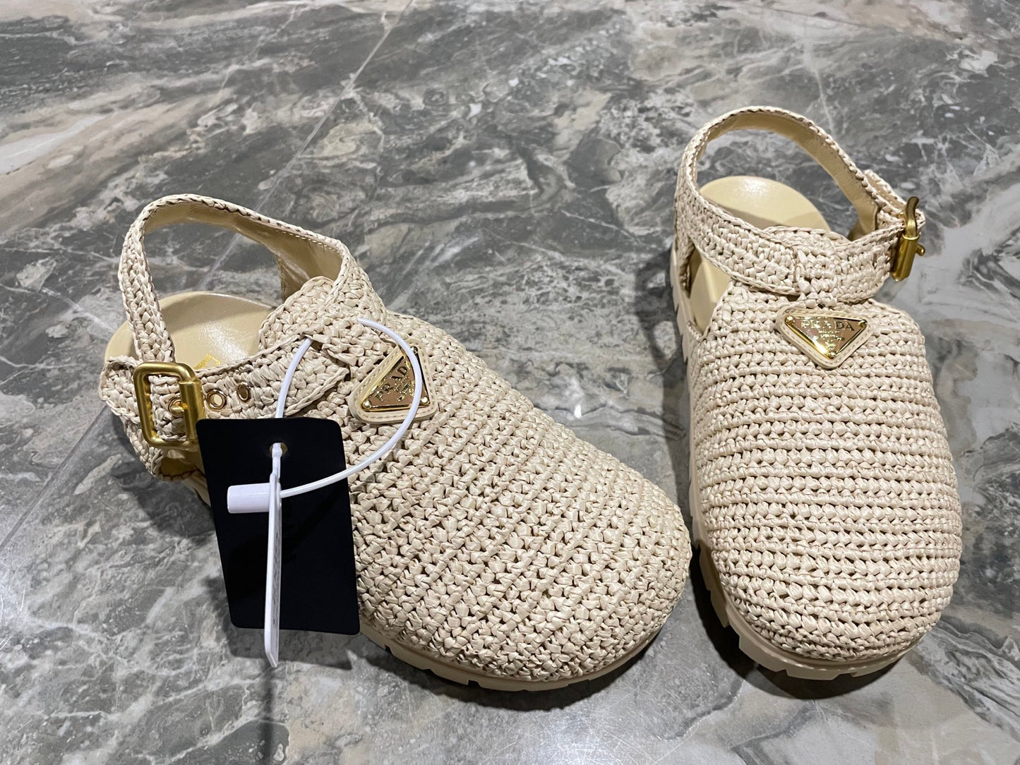 Prada Raffia Clogs