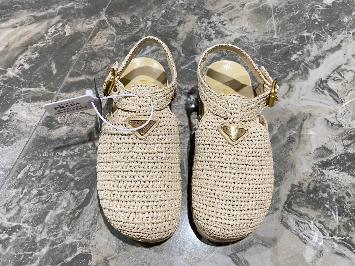 Prada Raffia Clogs