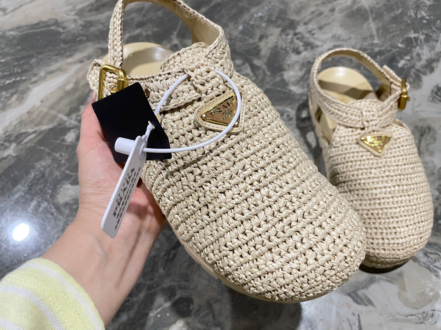 Prada Raffia Clogs
