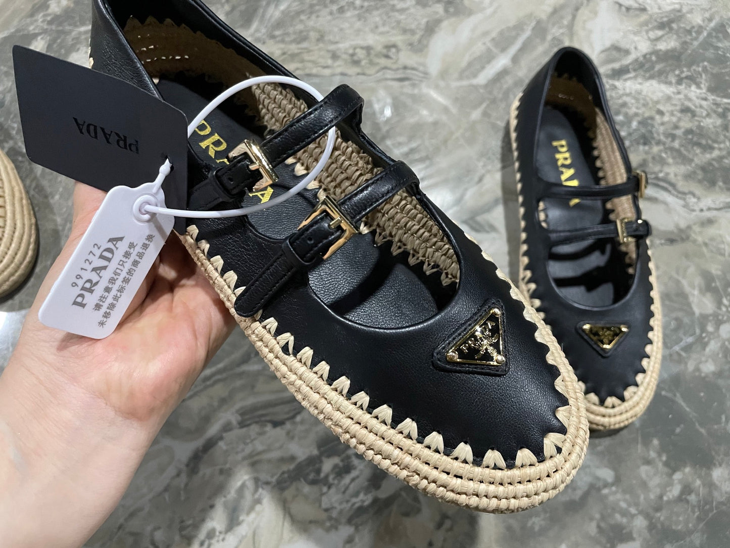Prada leather ballerina shoes