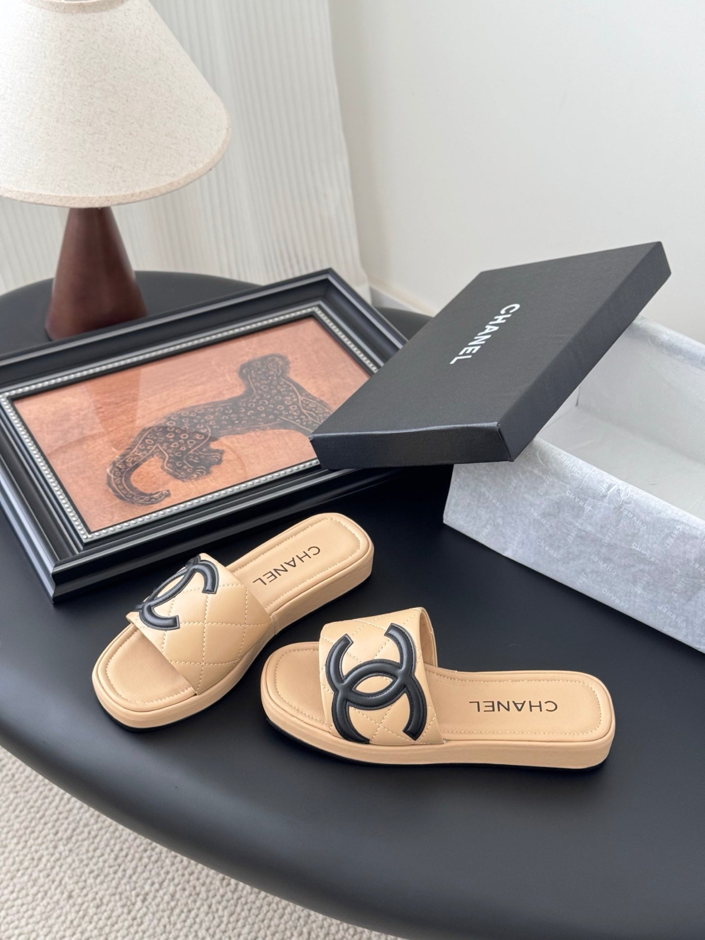 Chanel leather slides