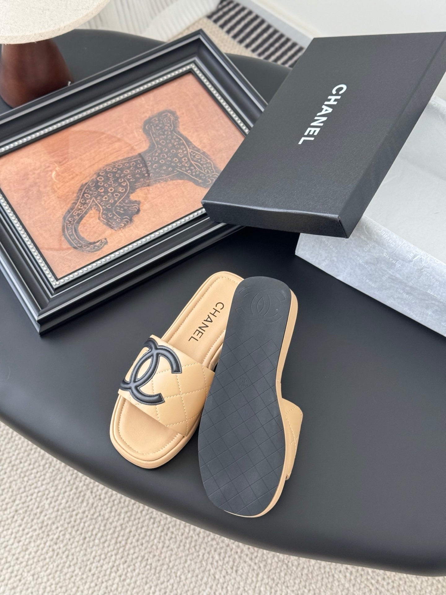Chanel leather slides