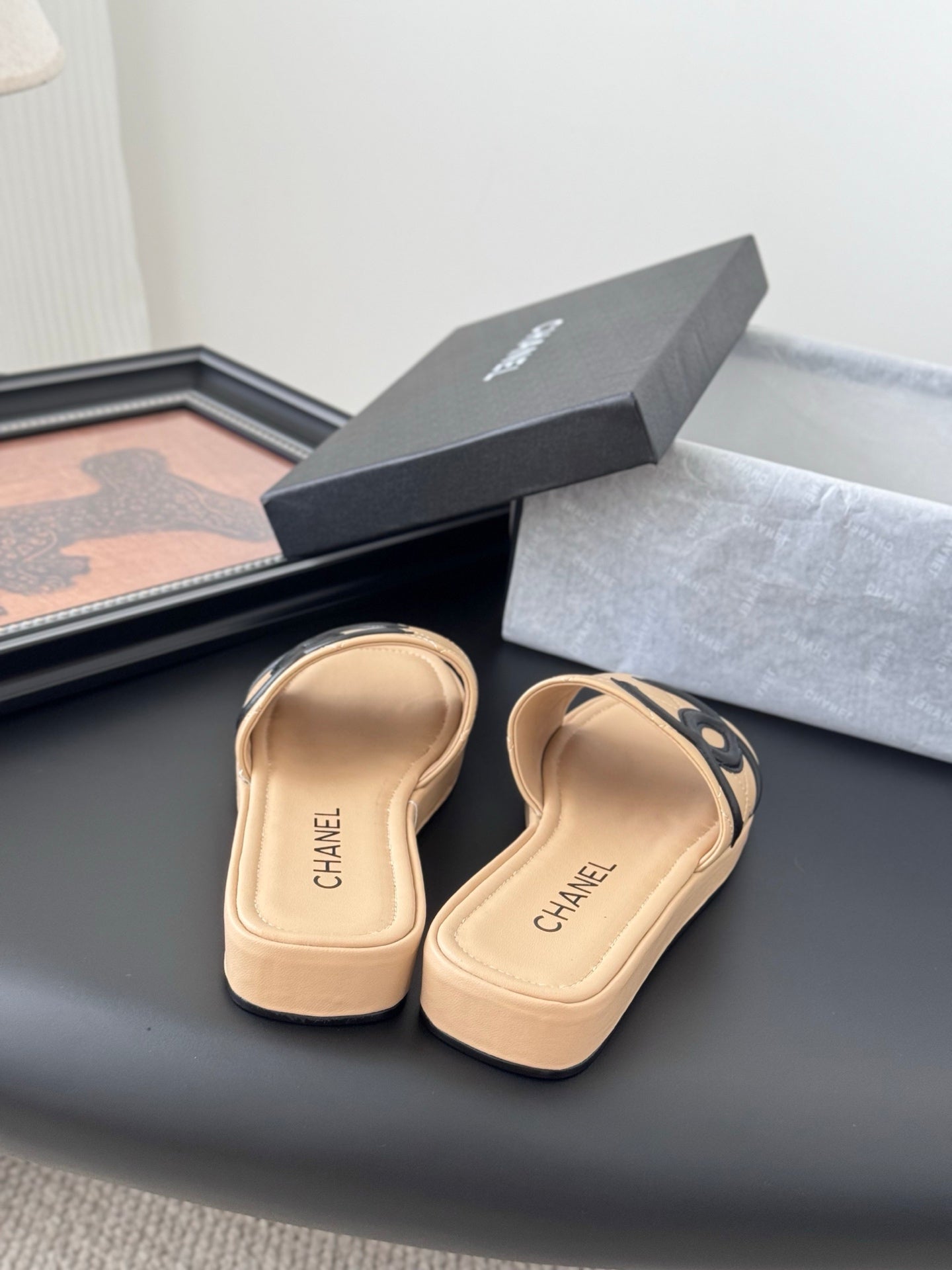 Chanel leather slides