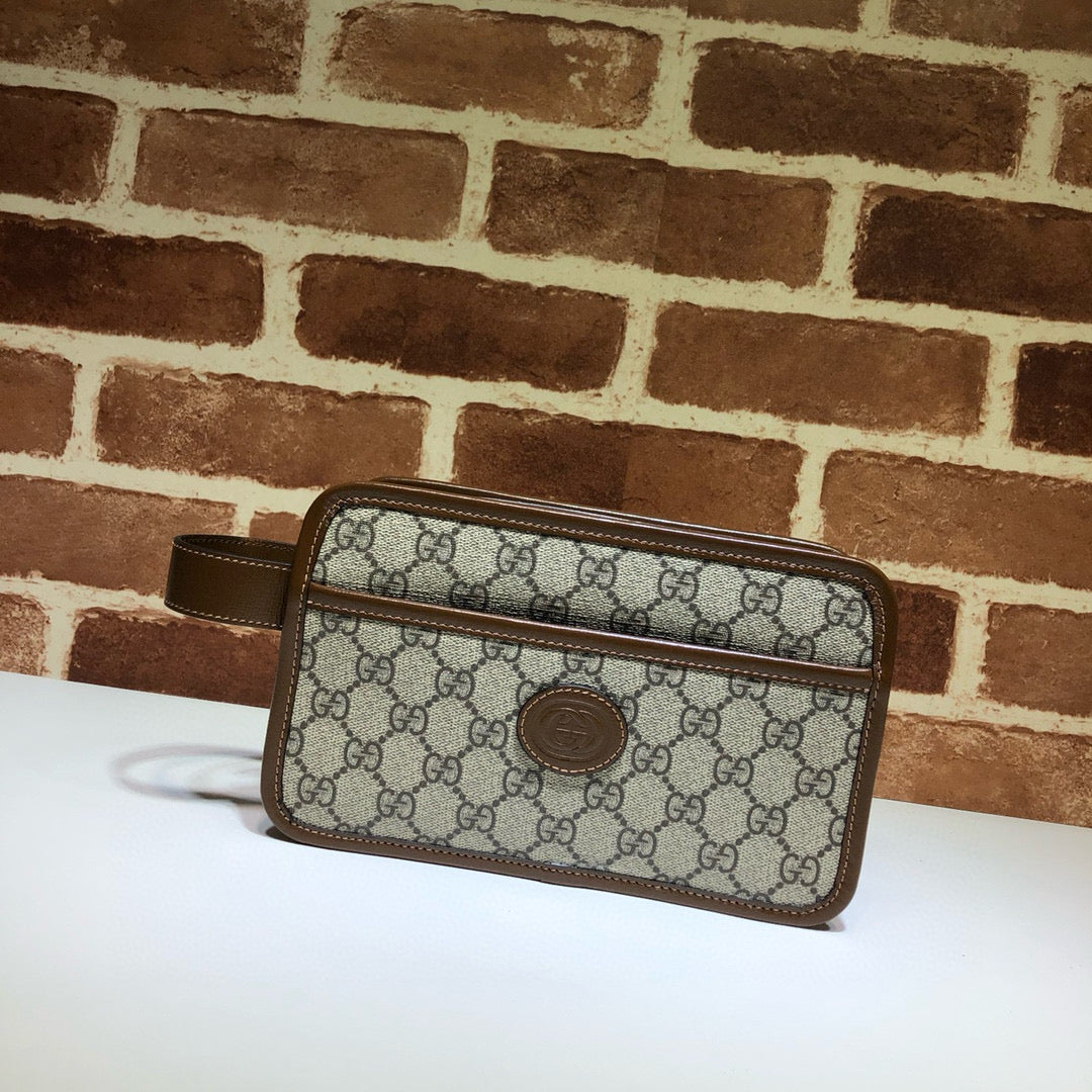 Gucci Retro Interlocking G Travel Pouch Beig