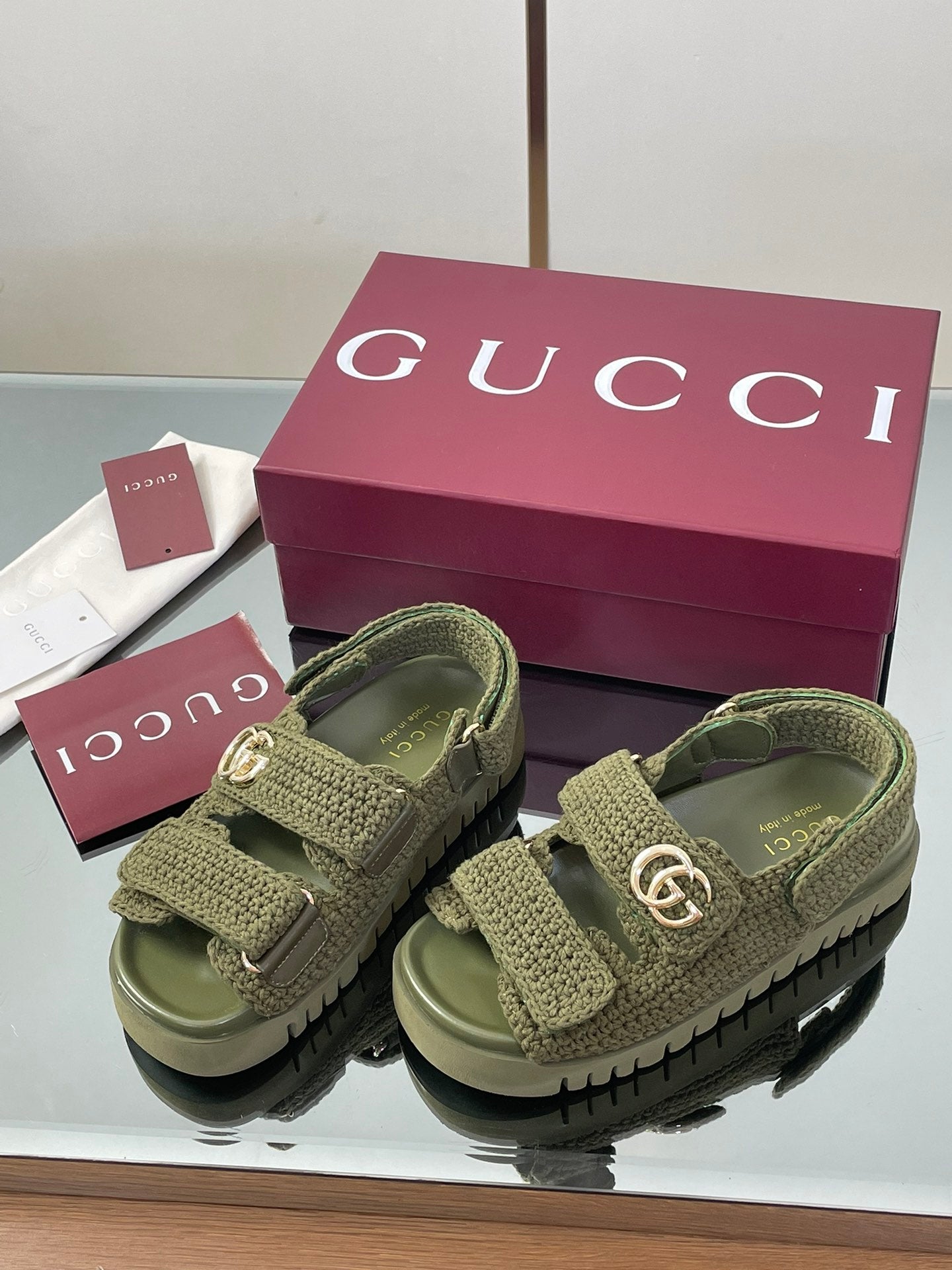 Gucci straw sandals