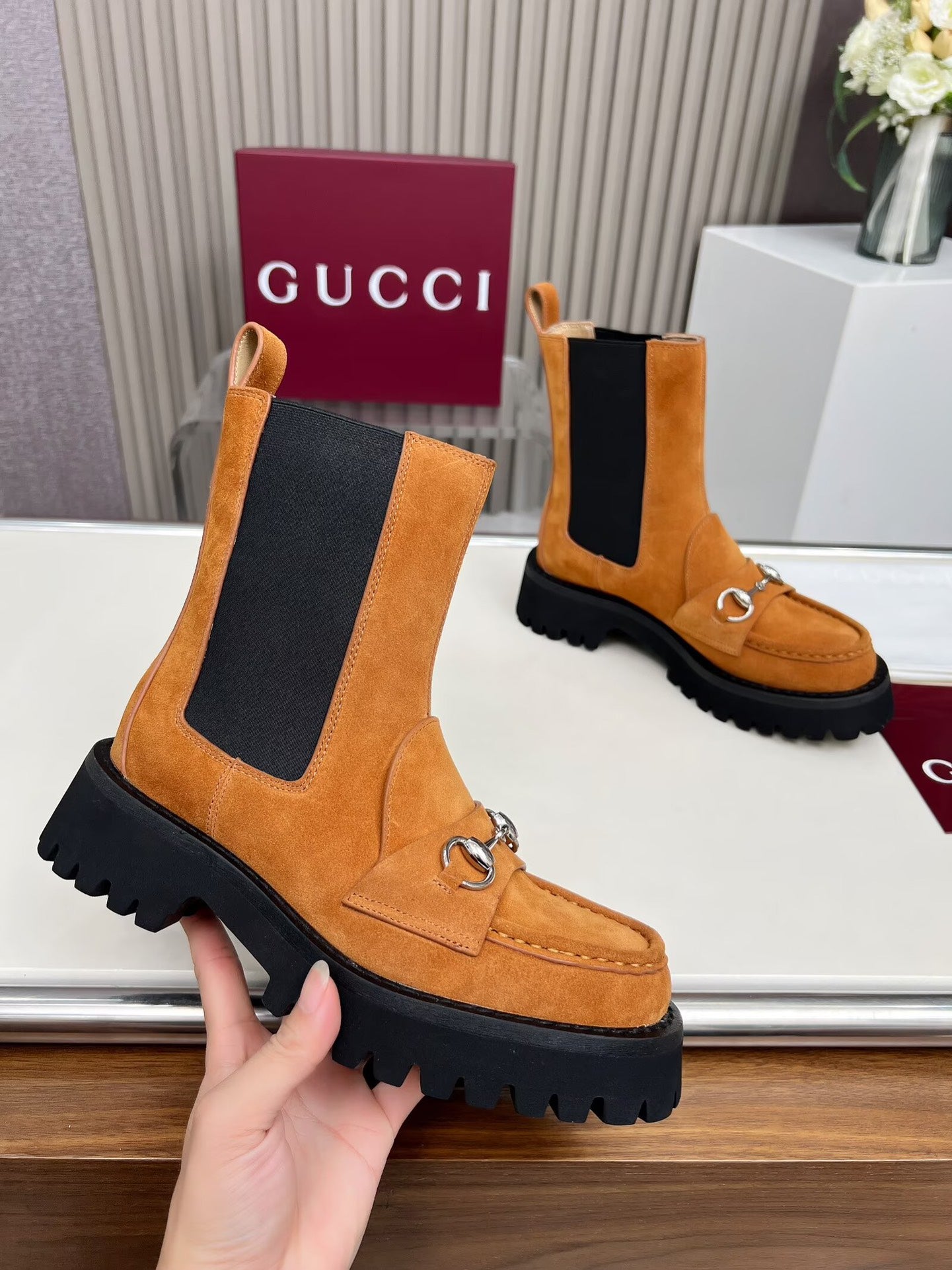 Gucci Horsebit Suede Boots