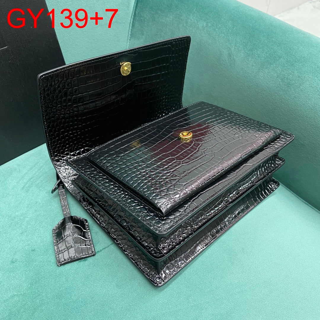 YSL SUNSET MONO BAG Crocodile