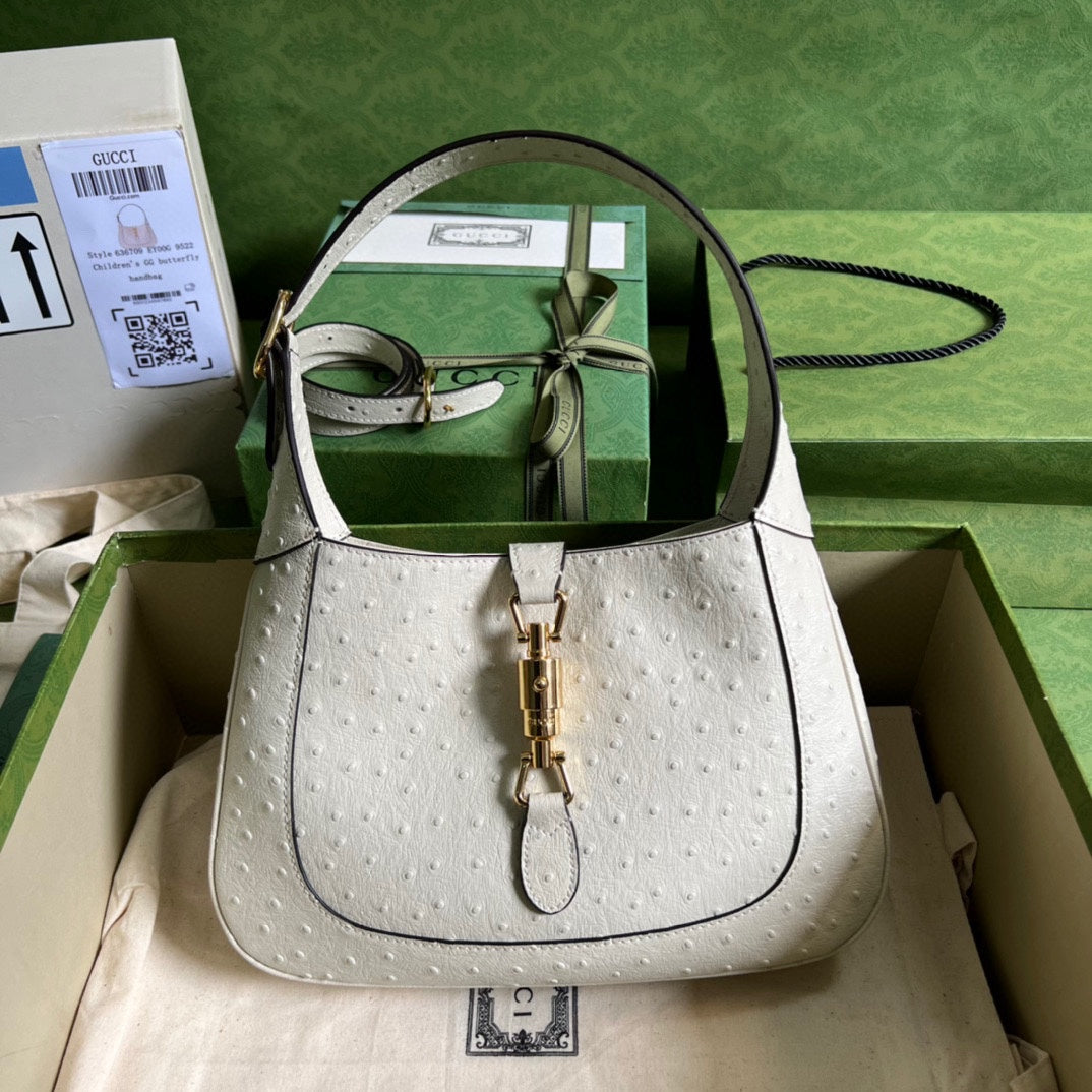 Gucci Jackie Ostrich Shoulder Bag