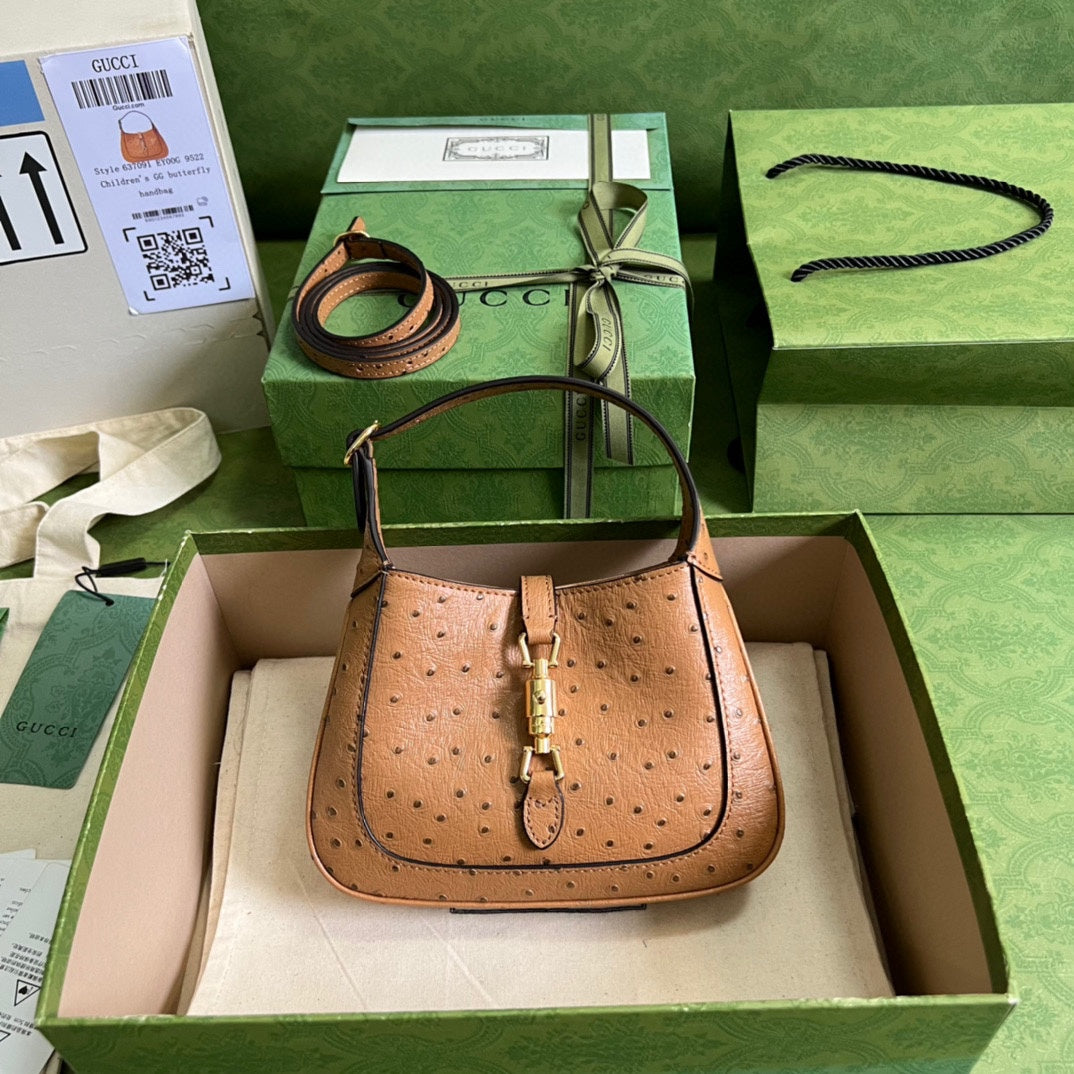 Gucci Jackie Ostrich Shoulder Bag