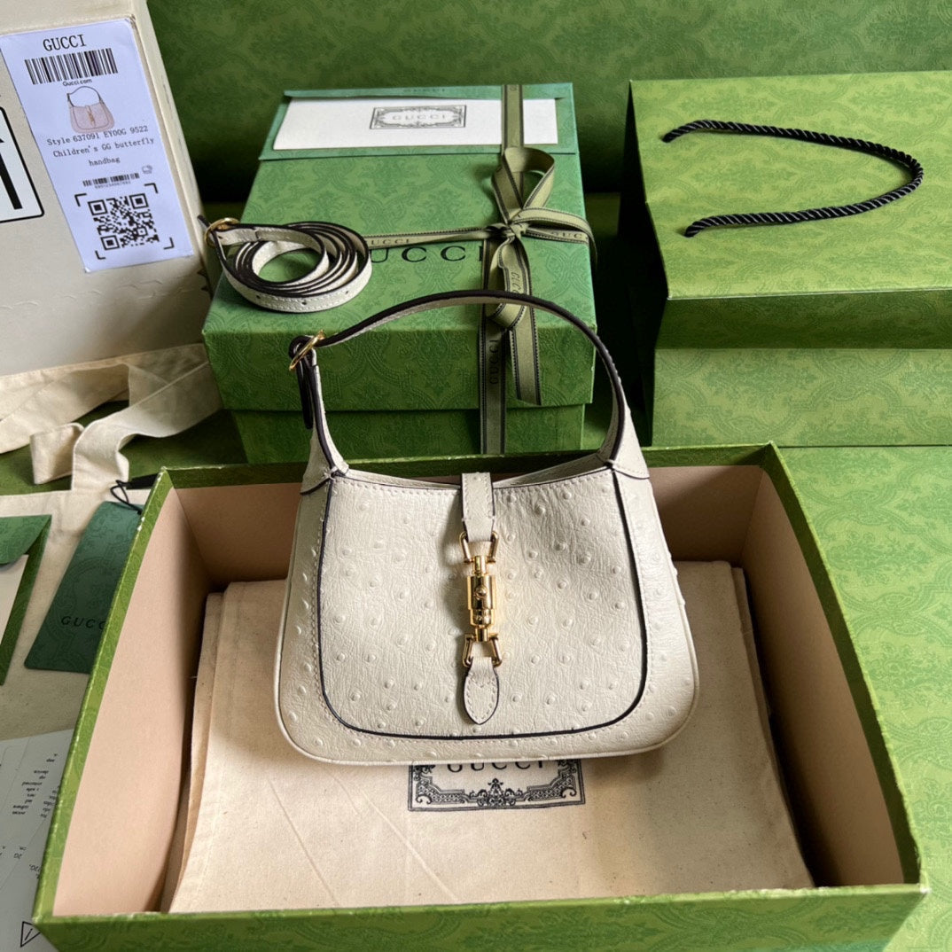 Gucci Jackie Ostrich Shoulder Bag