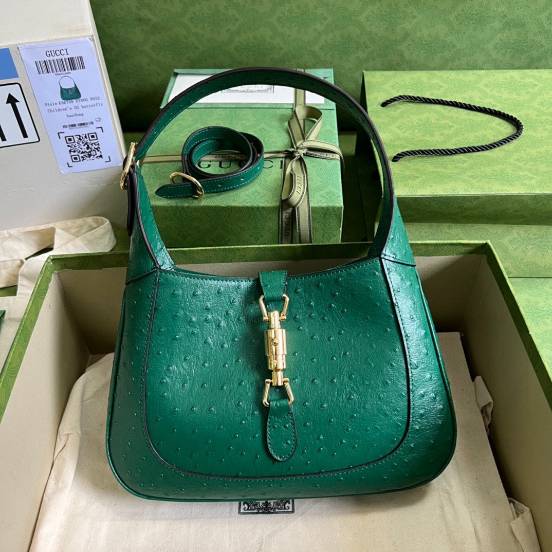Gucci Jackie Ostrich Shoulder Bag